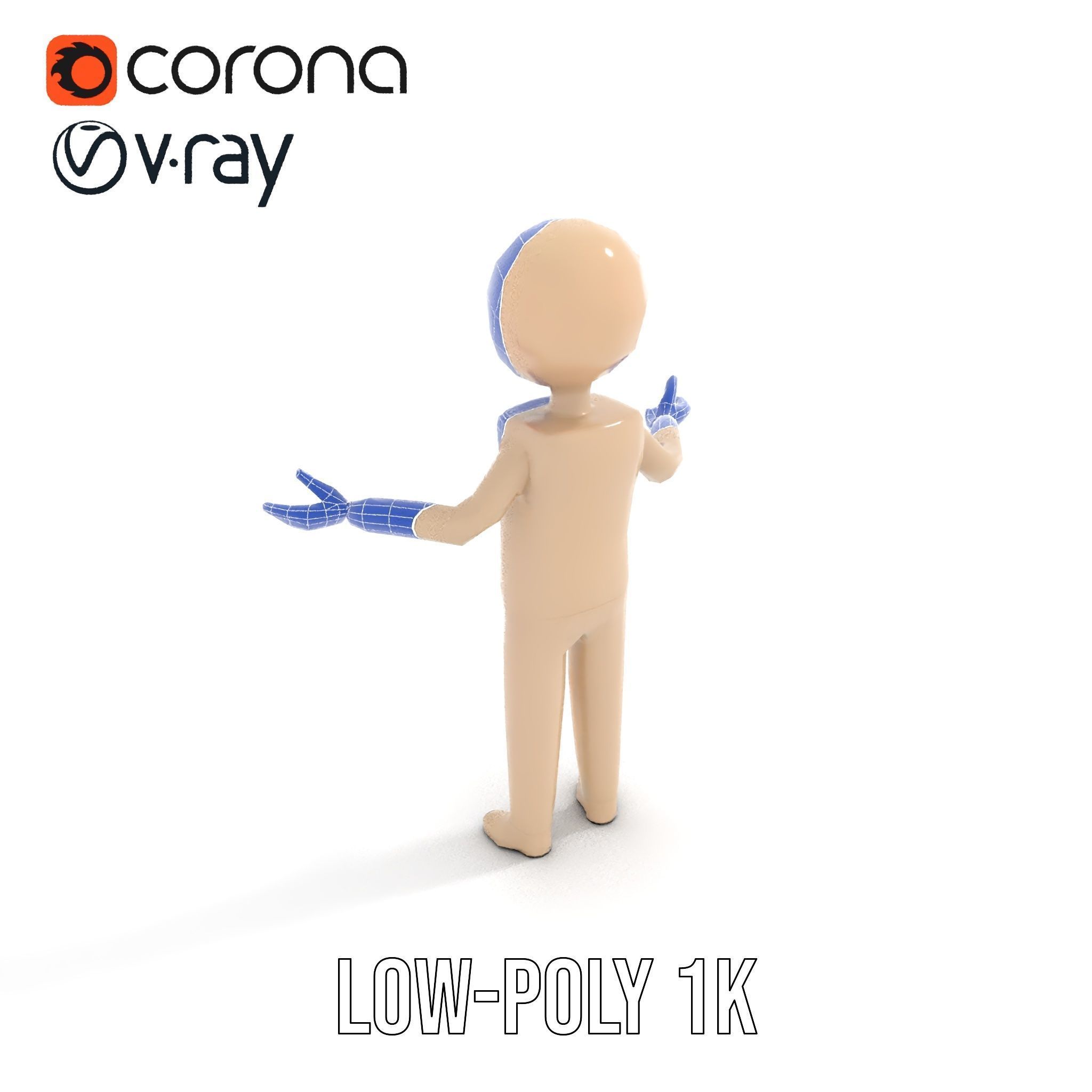 Minimalist Wooden Figurine Rigged and Animated Character Model Low-poly 3D model_28