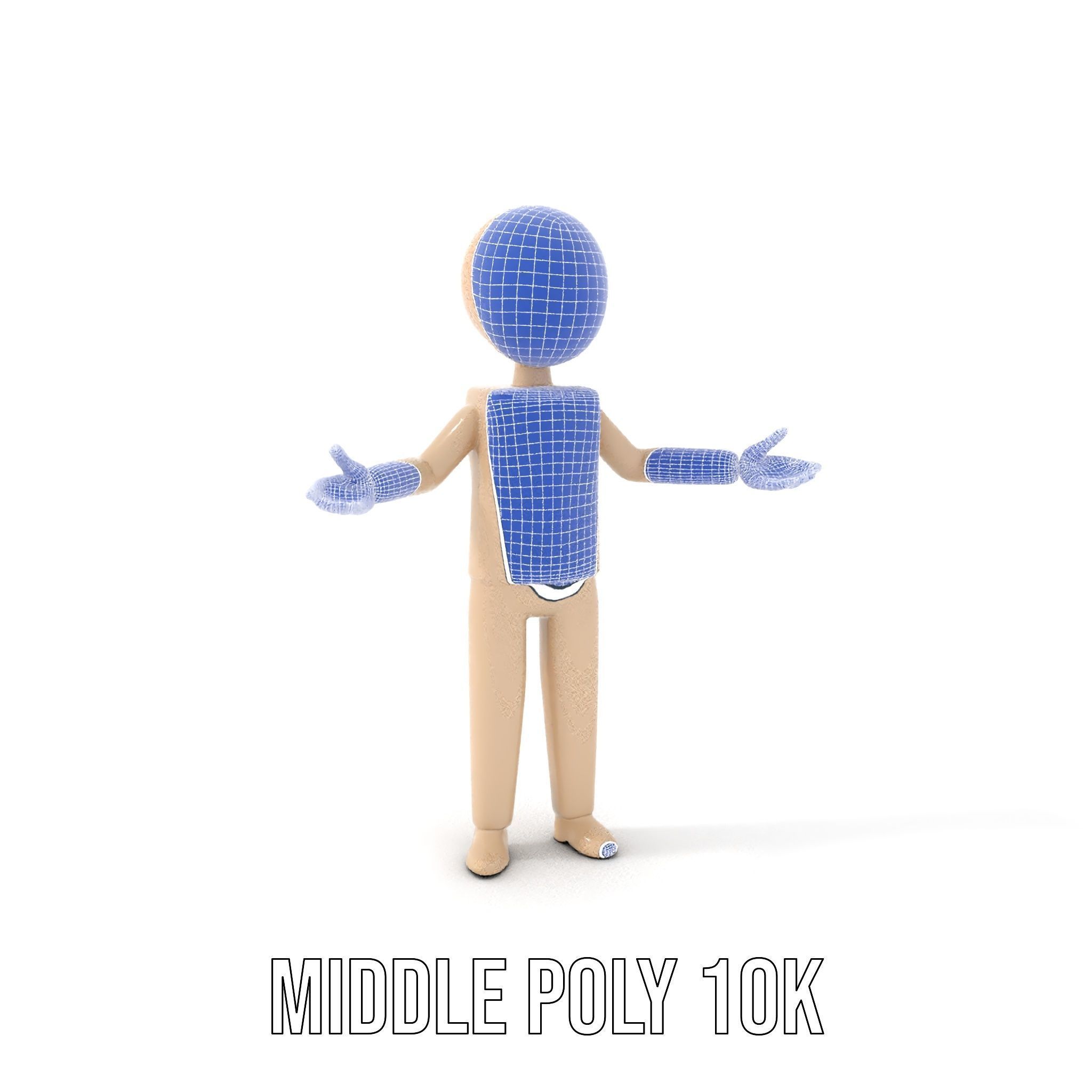 Minimalist Wooden Figurine Rigged and Animated Character Model Low-poly 3D model_18
