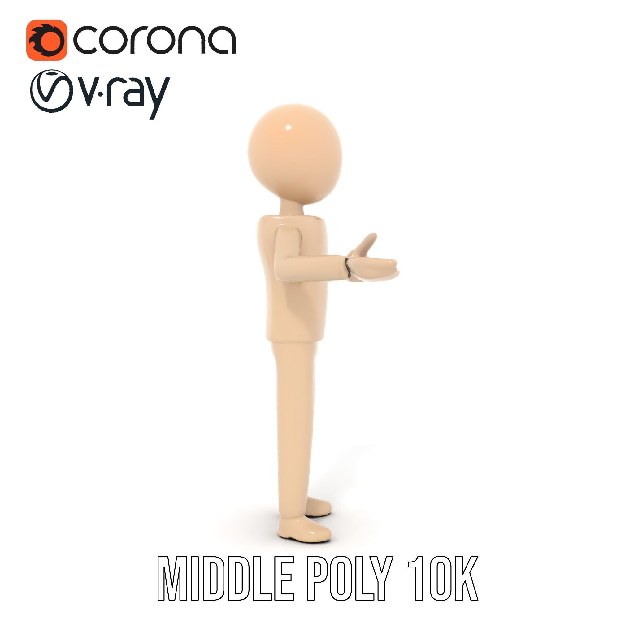 Minimalist Wooden Figurine Rigged and Animated Character Model Low-poly 3D model_29