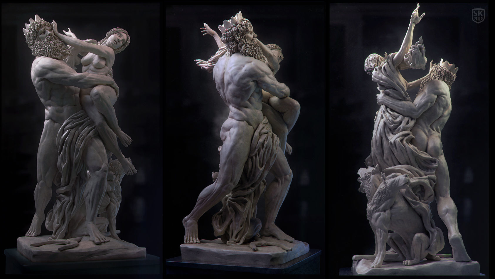 Pluto and persephone statue 3D model_1