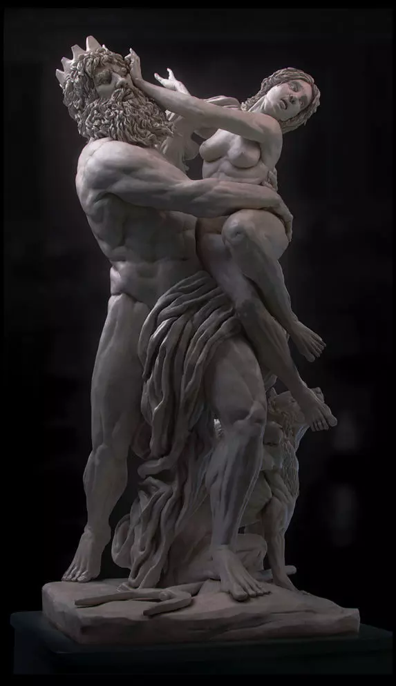 Pluto and persephone statue 3D model_0