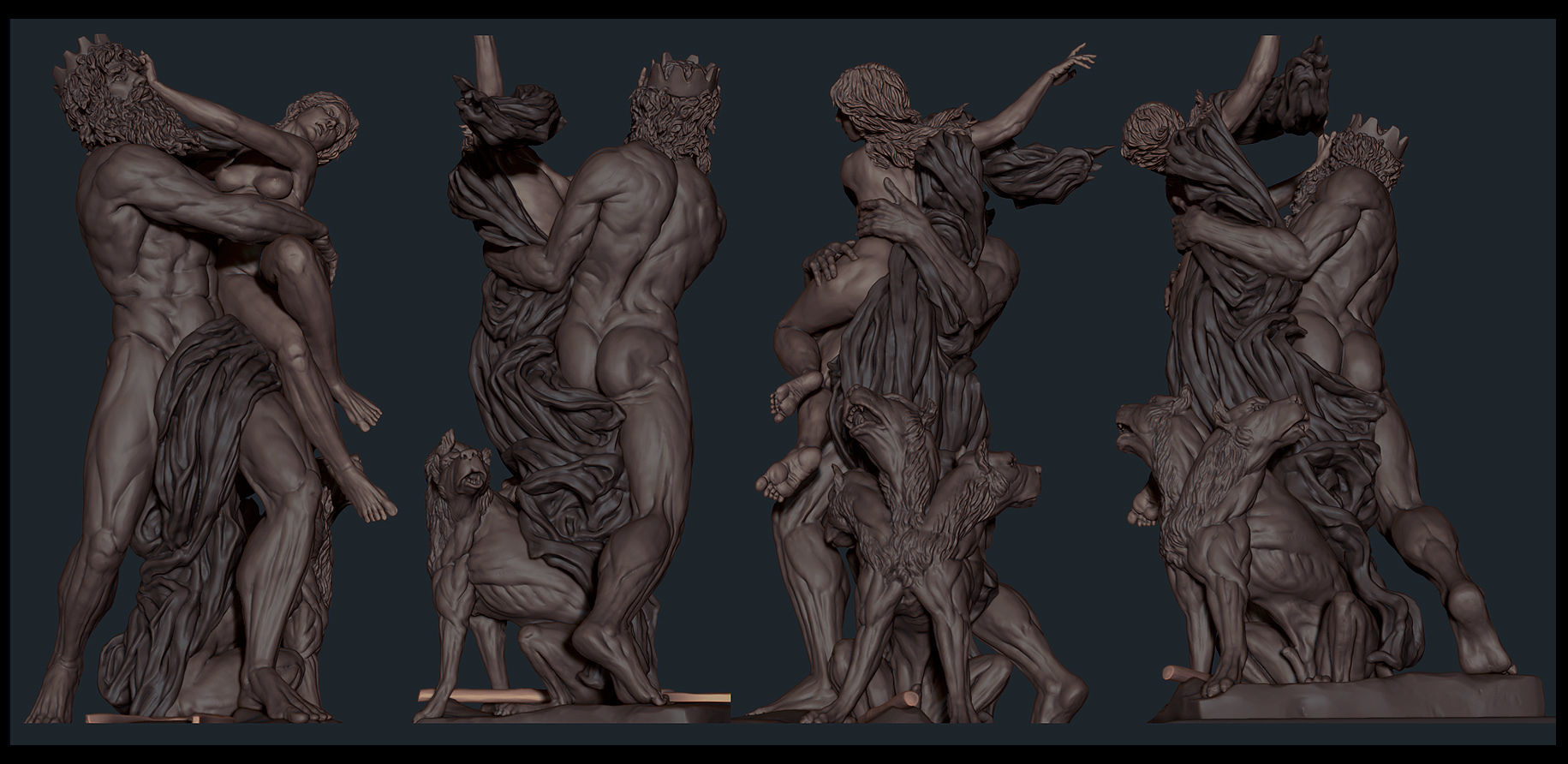 Pluto and persephone statue 3D model_2