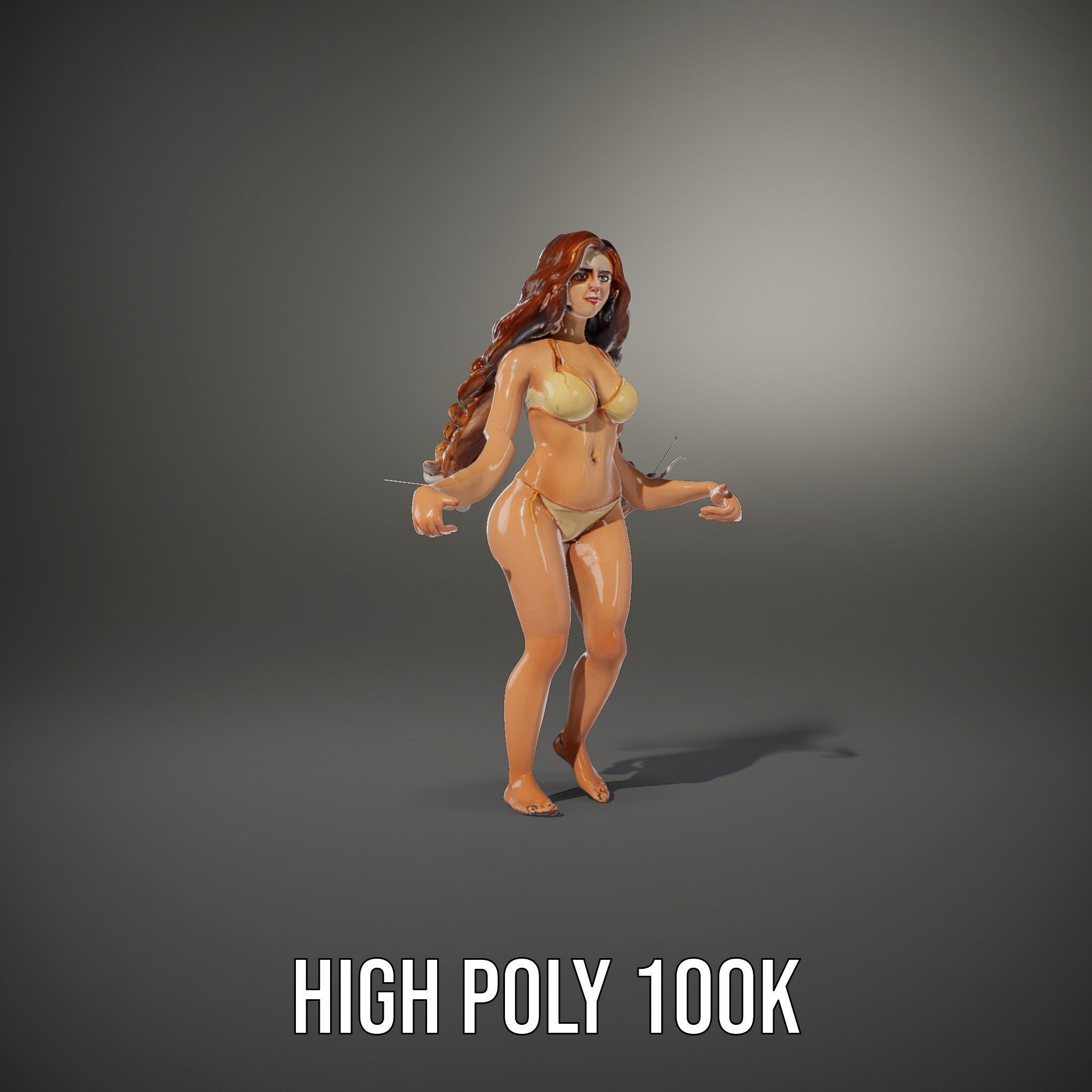 Elegant Beach Character Rigged and Animated for D Projects Low-poly 3D model_9