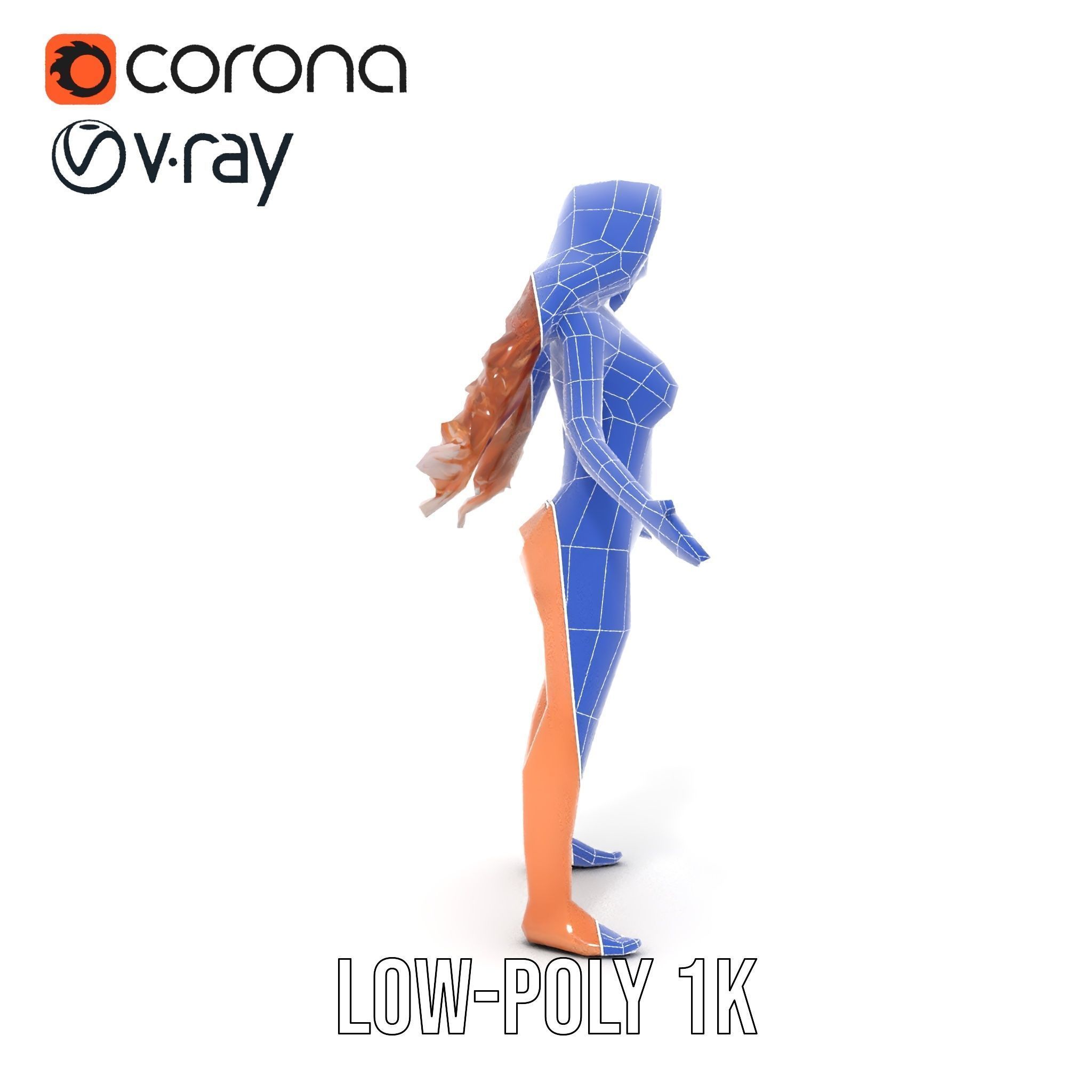 Elegant Beach Character Rigged and Animated for D Projects Low-poly 3D model_19