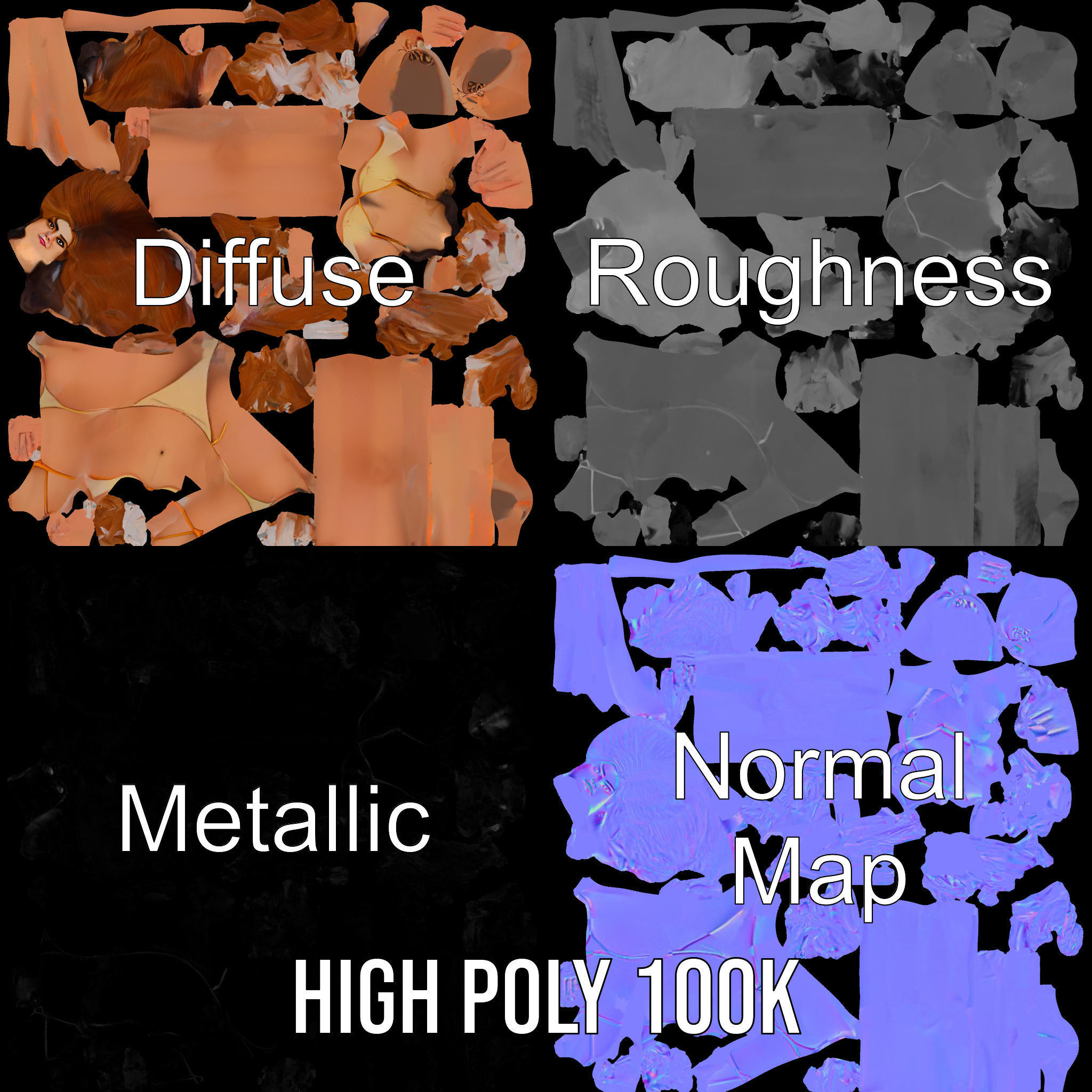 Elegant Beach Character Rigged and Animated for D Projects Low-poly 3D model_3