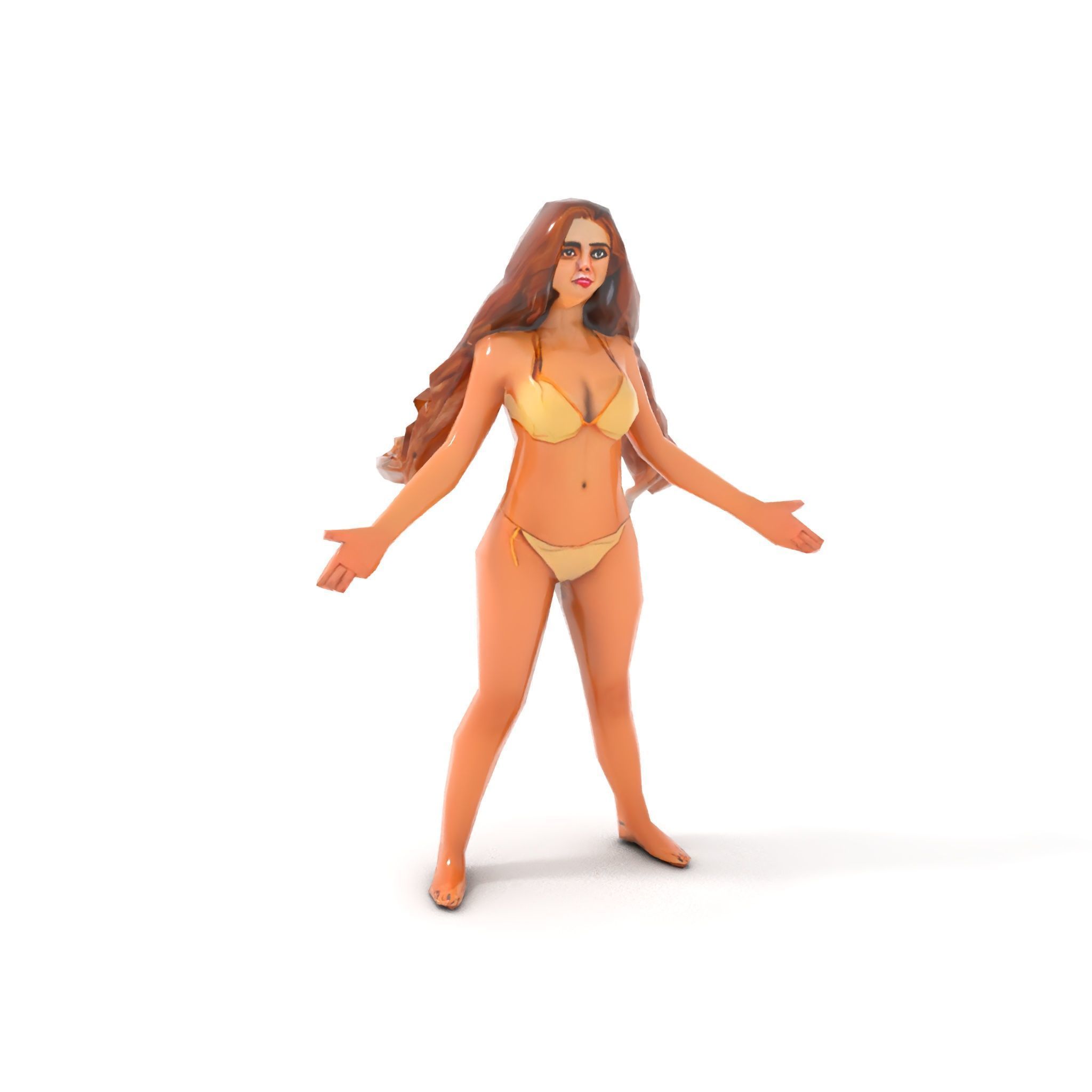 Elegant Beach Character Rigged and Animated for D Projects Low-poly 3D model_8