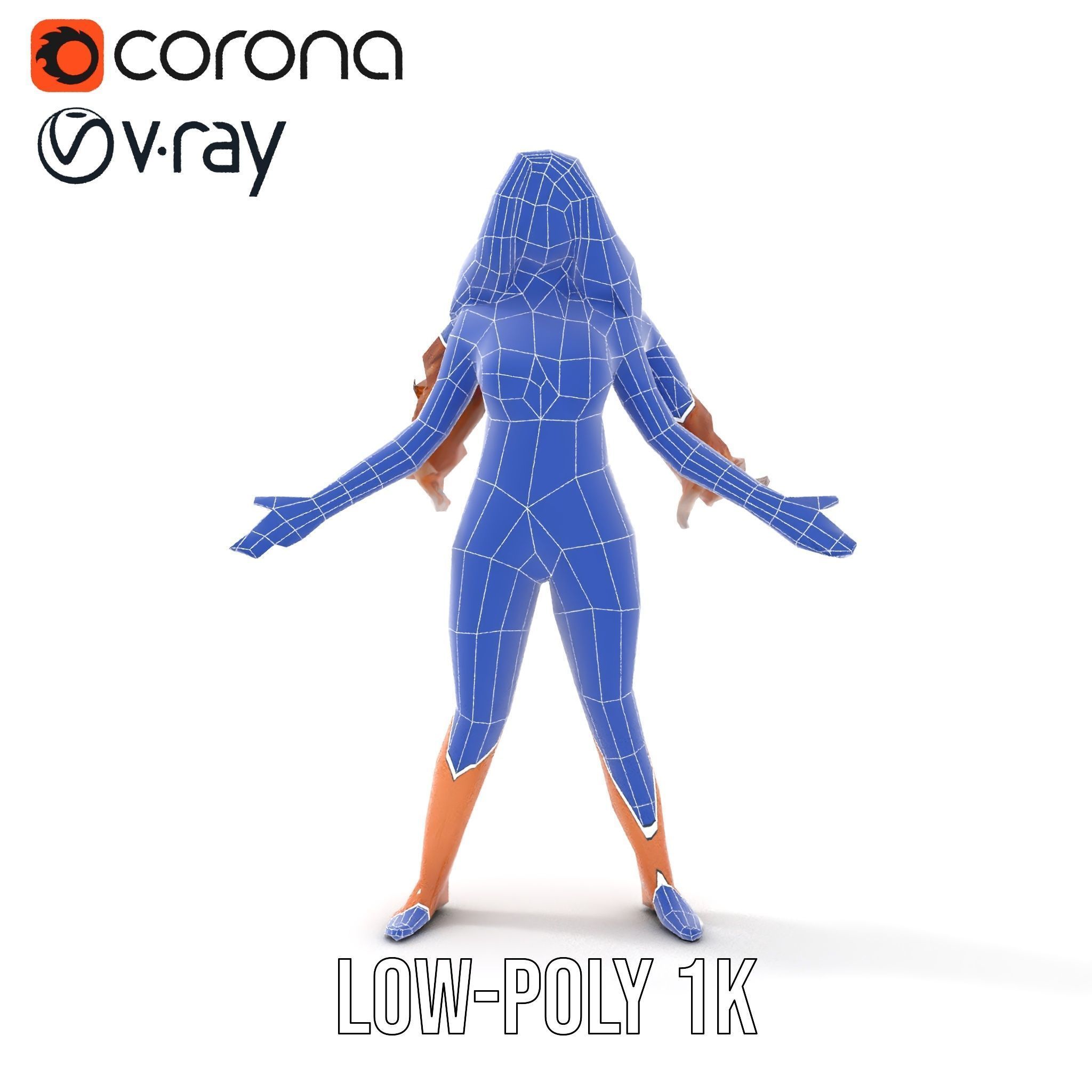 Elegant Beach Character Rigged and Animated for D Projects Low-poly 3D model_31