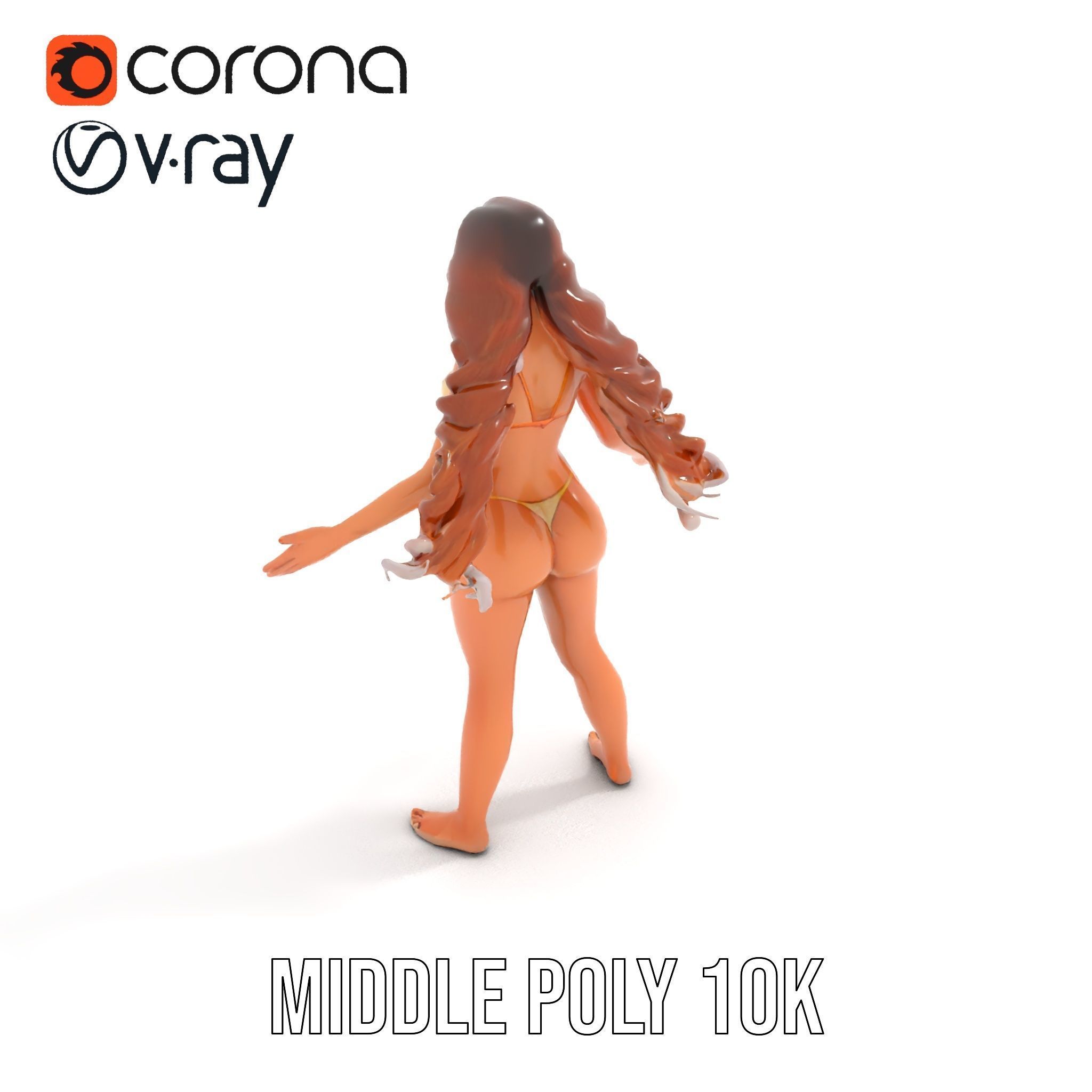 Elegant Beach Character Rigged and Animated for D Projects Low-poly 3D model_10