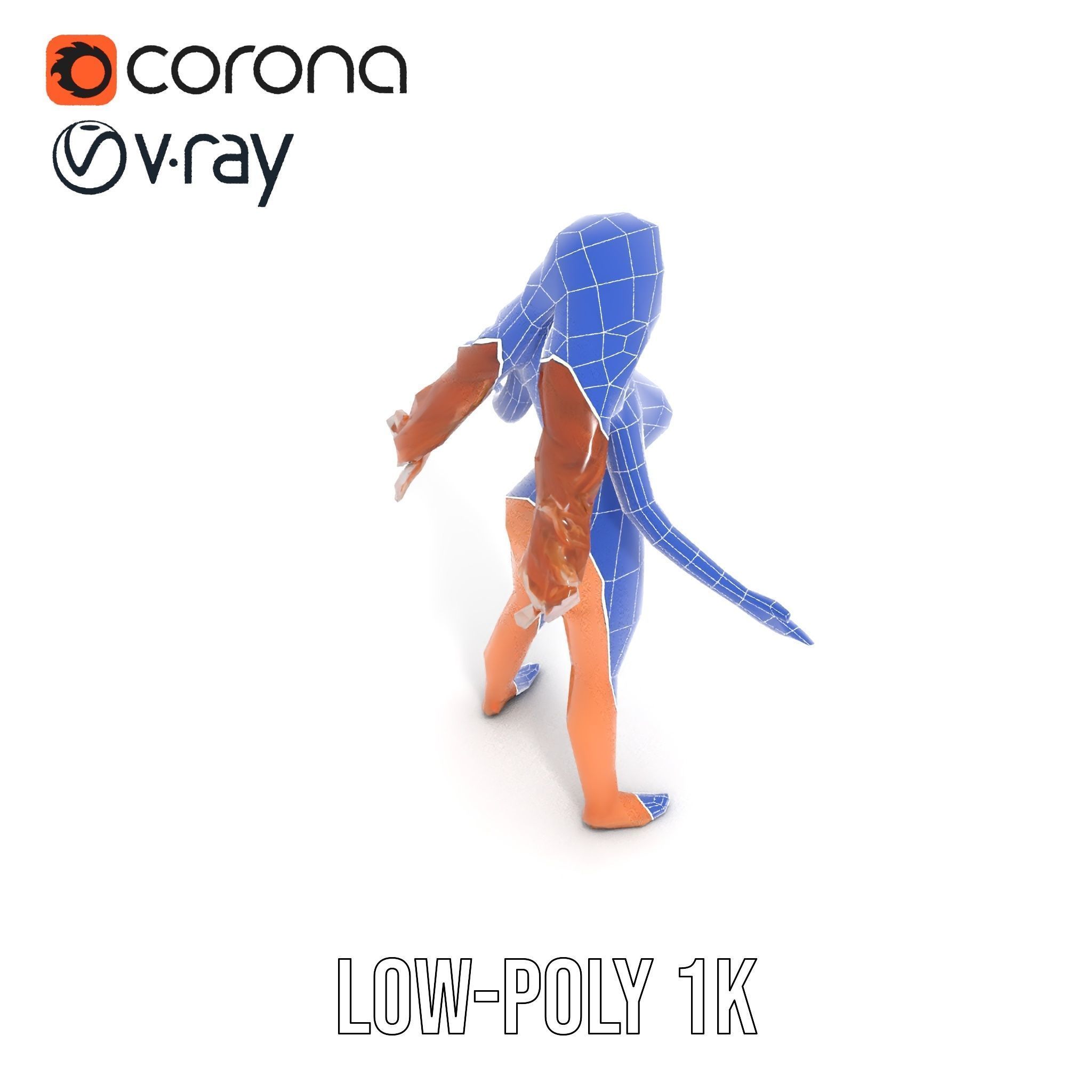 Elegant Beach Character Rigged and Animated for D Projects Low-poly 3D model_28