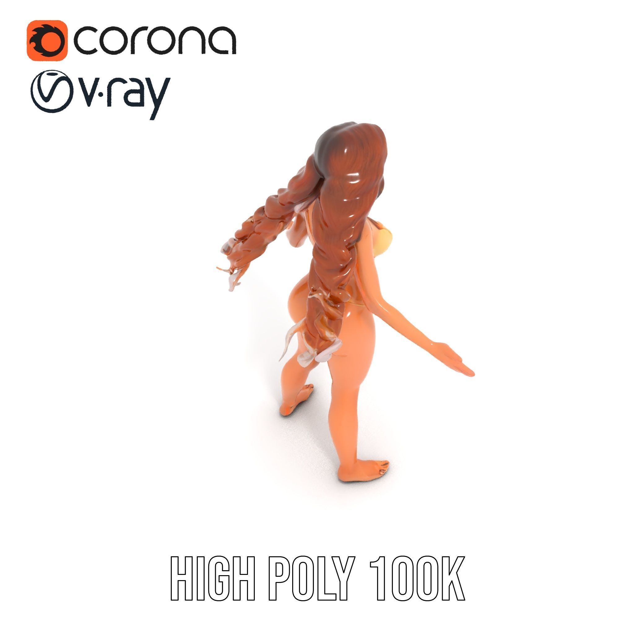 Elegant Beach Character Rigged and Animated for D Projects Low-poly 3D model_26