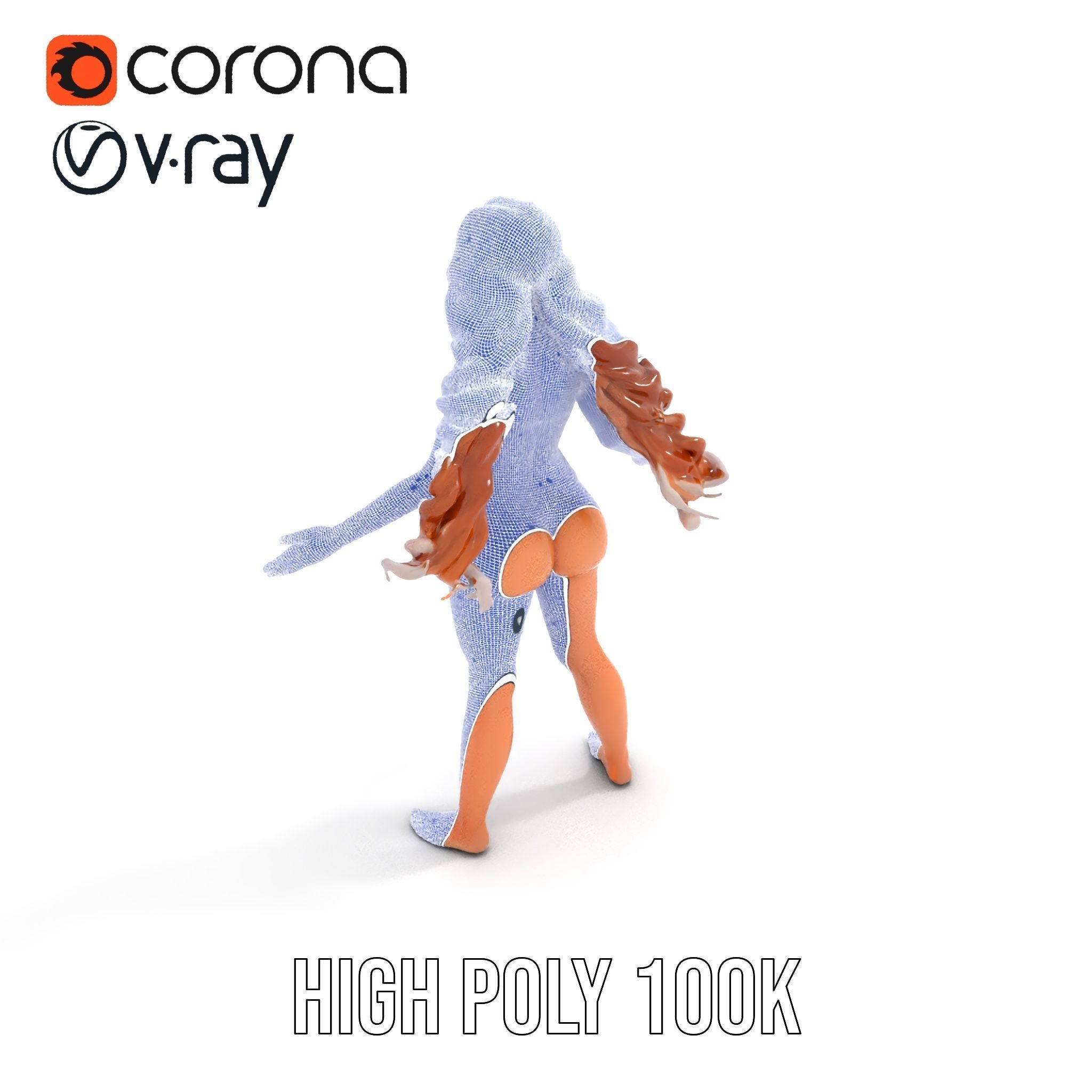 Elegant Beach Character Rigged and Animated for D Projects Low-poly 3D model_29
