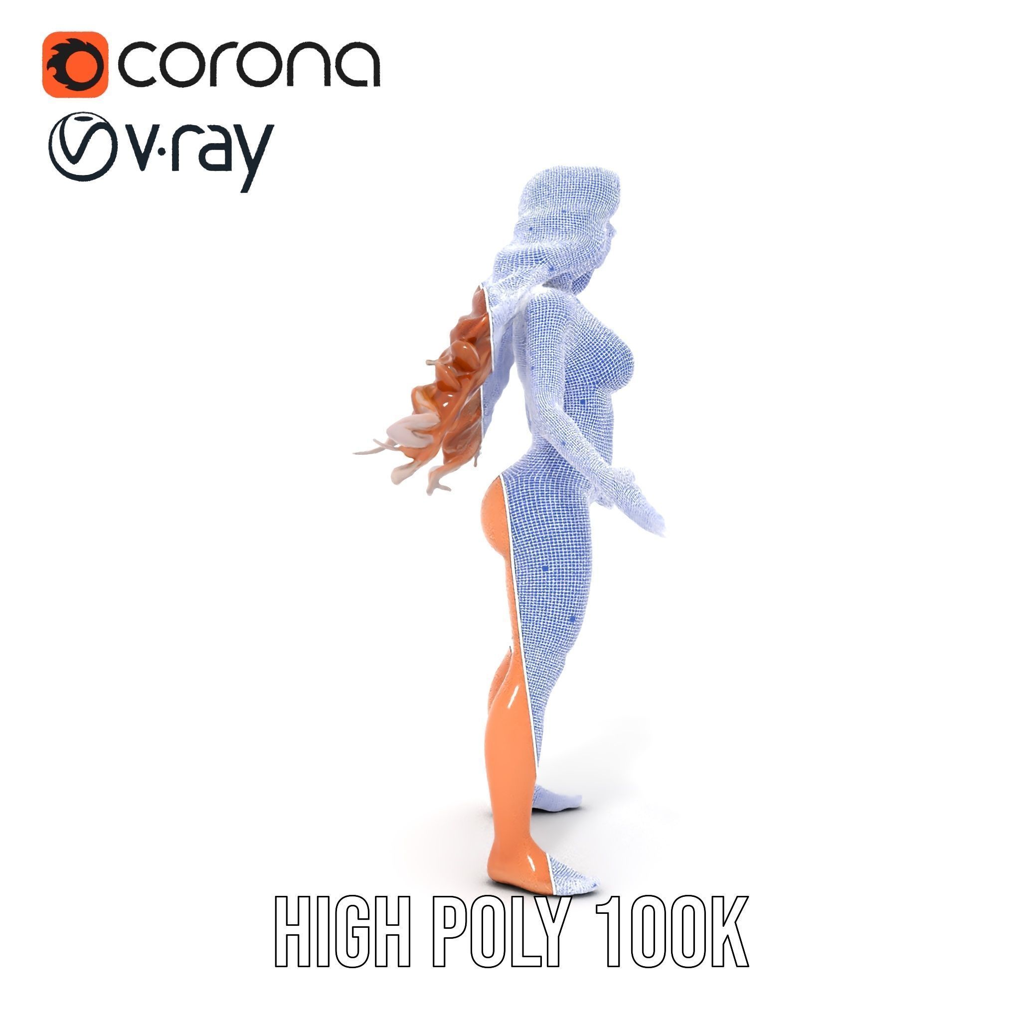 Elegant Beach Character Rigged and Animated for D Projects Low-poly 3D model_33