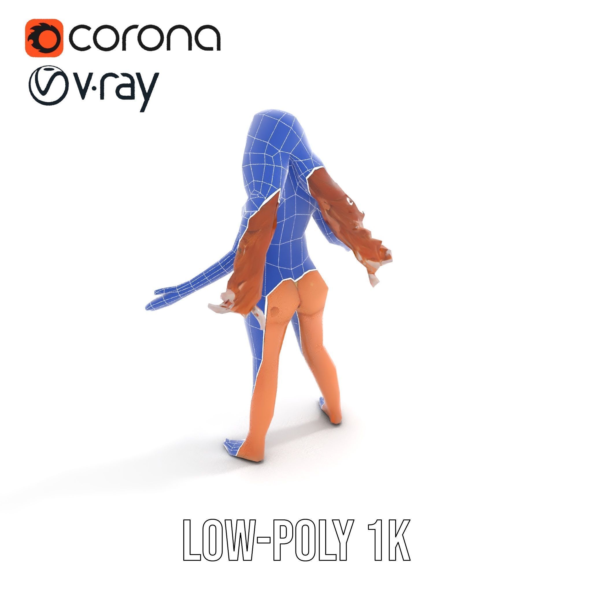 Elegant Beach Character Rigged and Animated for D Projects Low-poly 3D model_17