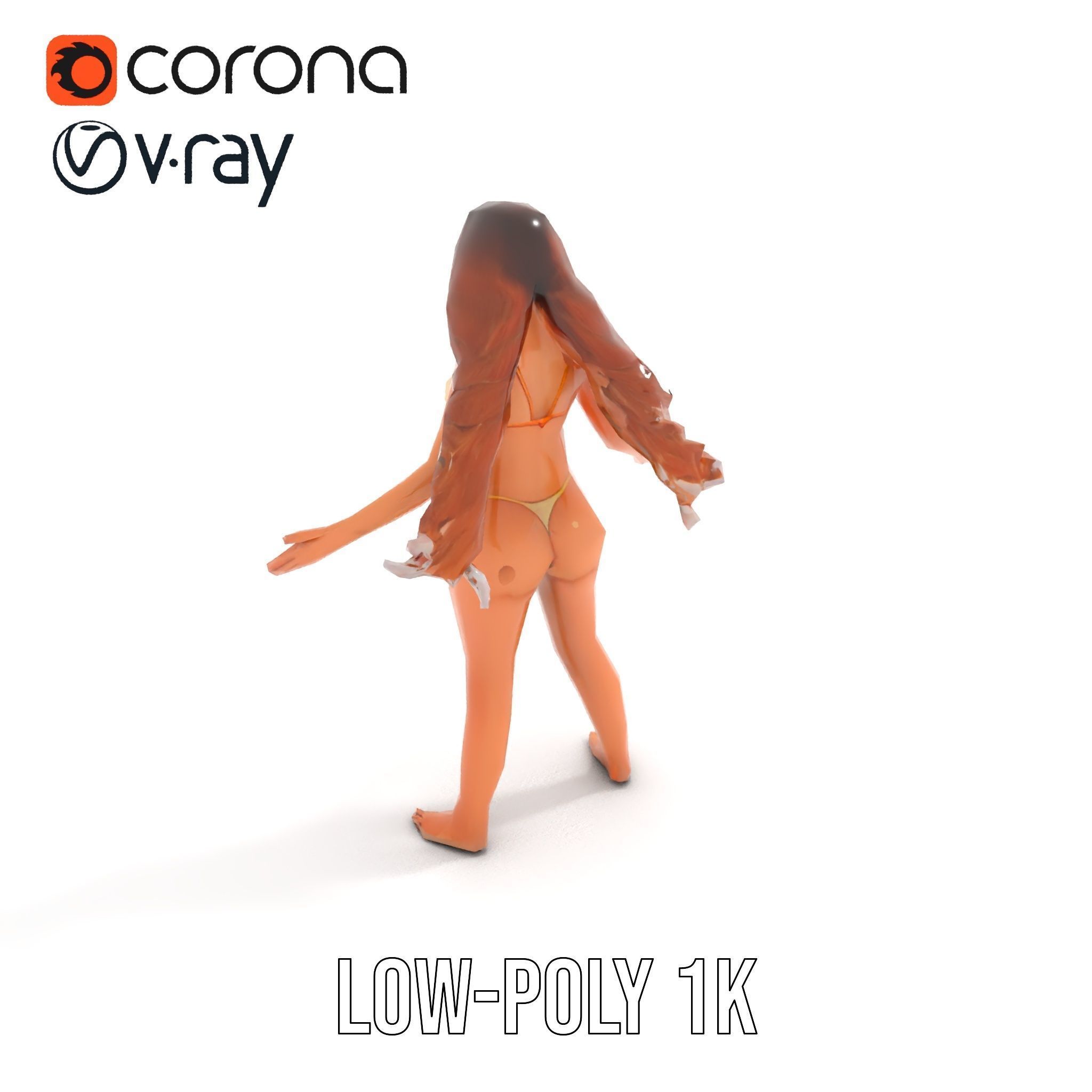 Elegant Beach Character Rigged and Animated for D Projects Low-poly 3D model_22