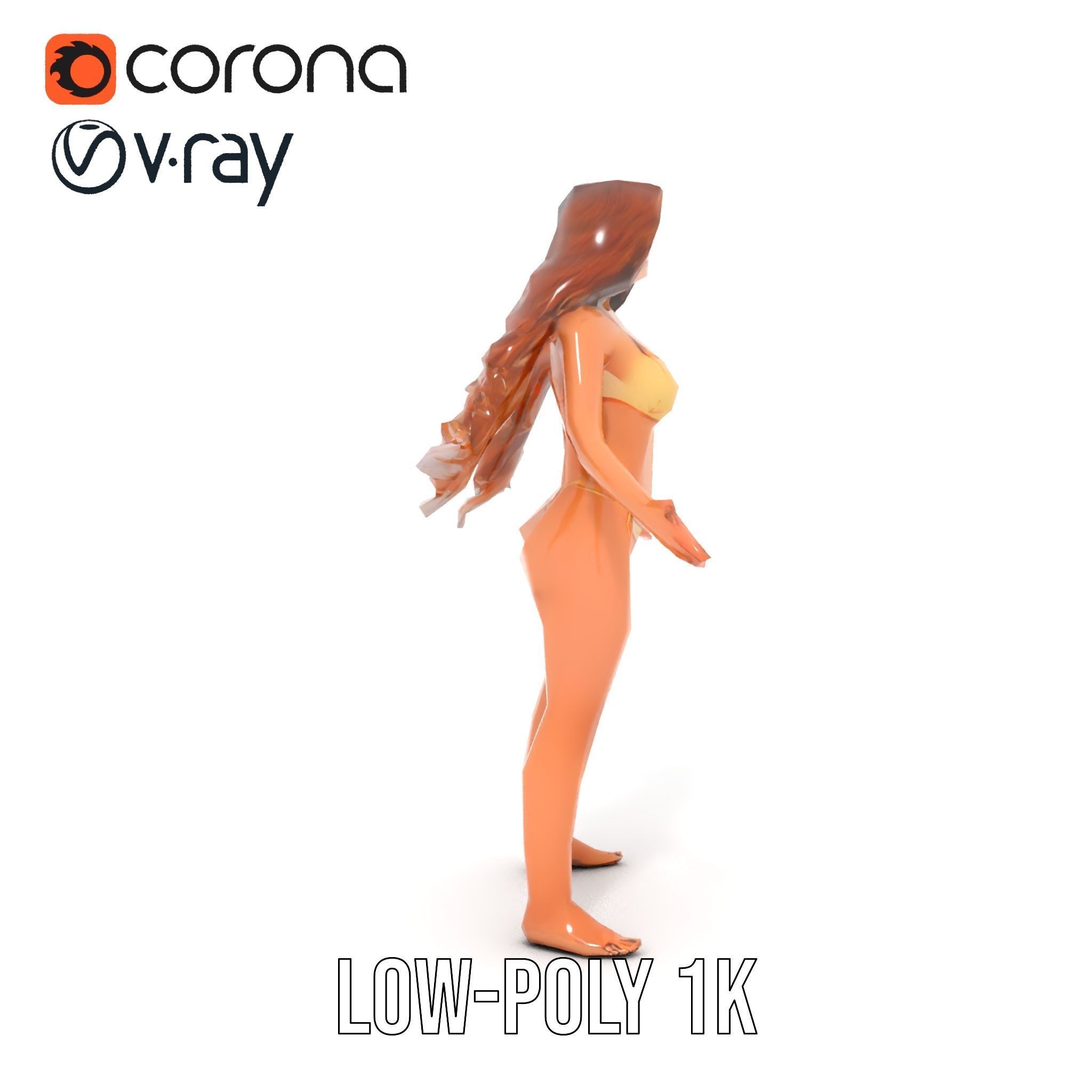 Elegant Beach Character Rigged and Animated for D Projects Low-poly 3D model_7