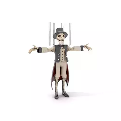 Skeletal Gentleman Puppet Character Rigged and Animated Low-poly 3D model