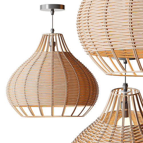 Rattan Pendant Lampshade Wicker Chandelier 3D model