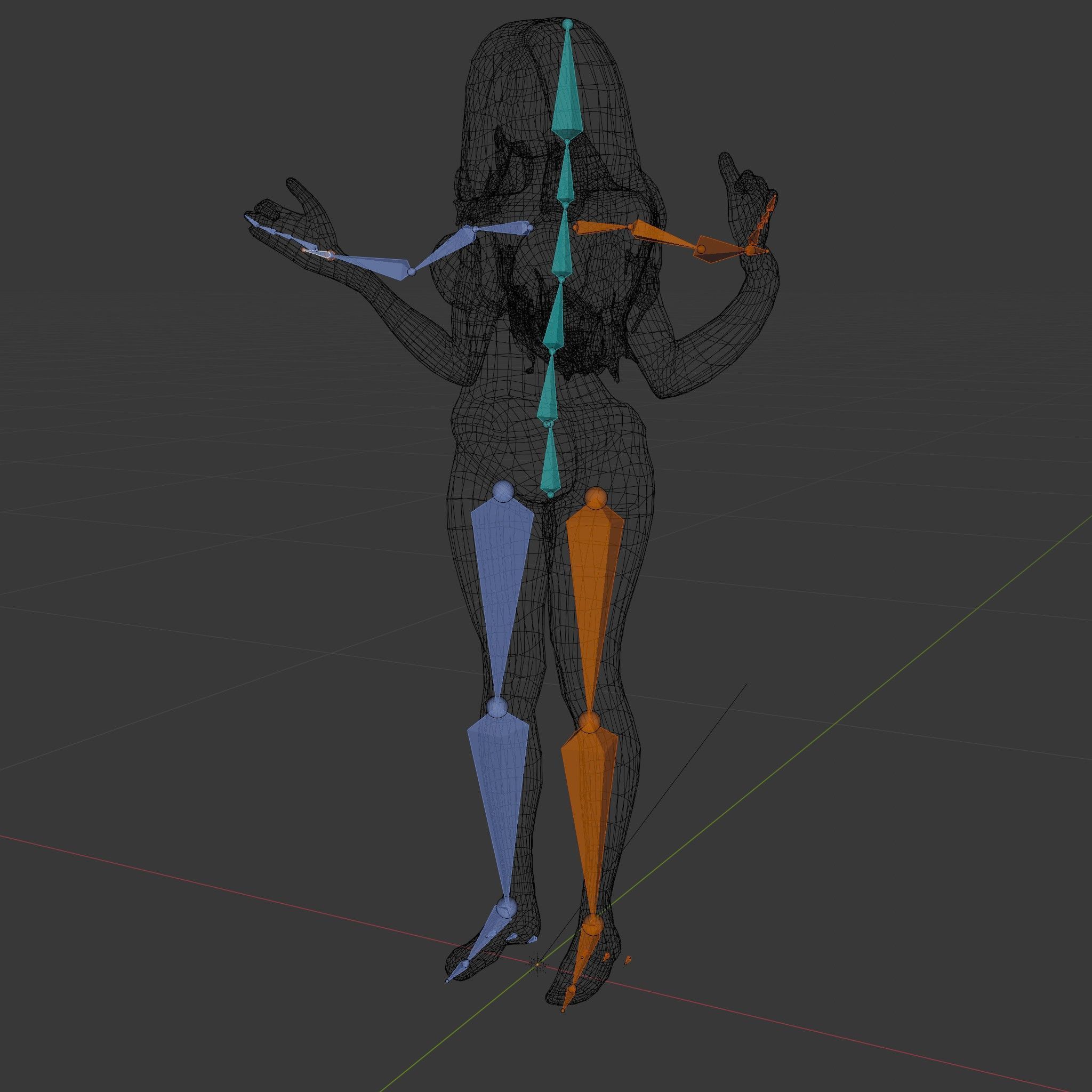 D Female Character Model in Purple Outfit Rigged and Animated Low-poly 3D model_6
