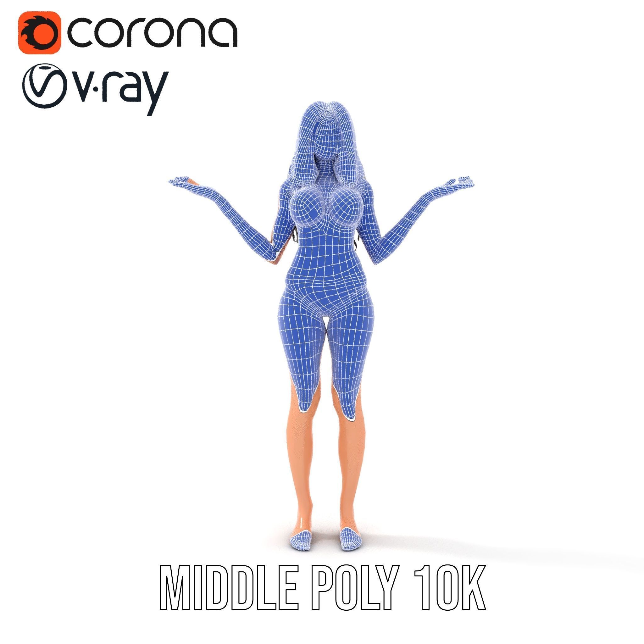 D Female Character Model in Purple Outfit Rigged and Animated Low-poly 3D model_27