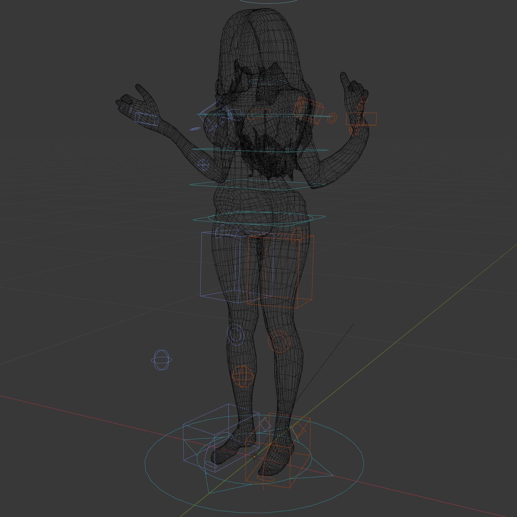 D Female Character Model in Purple Outfit Rigged and Animated Low-poly 3D model_5