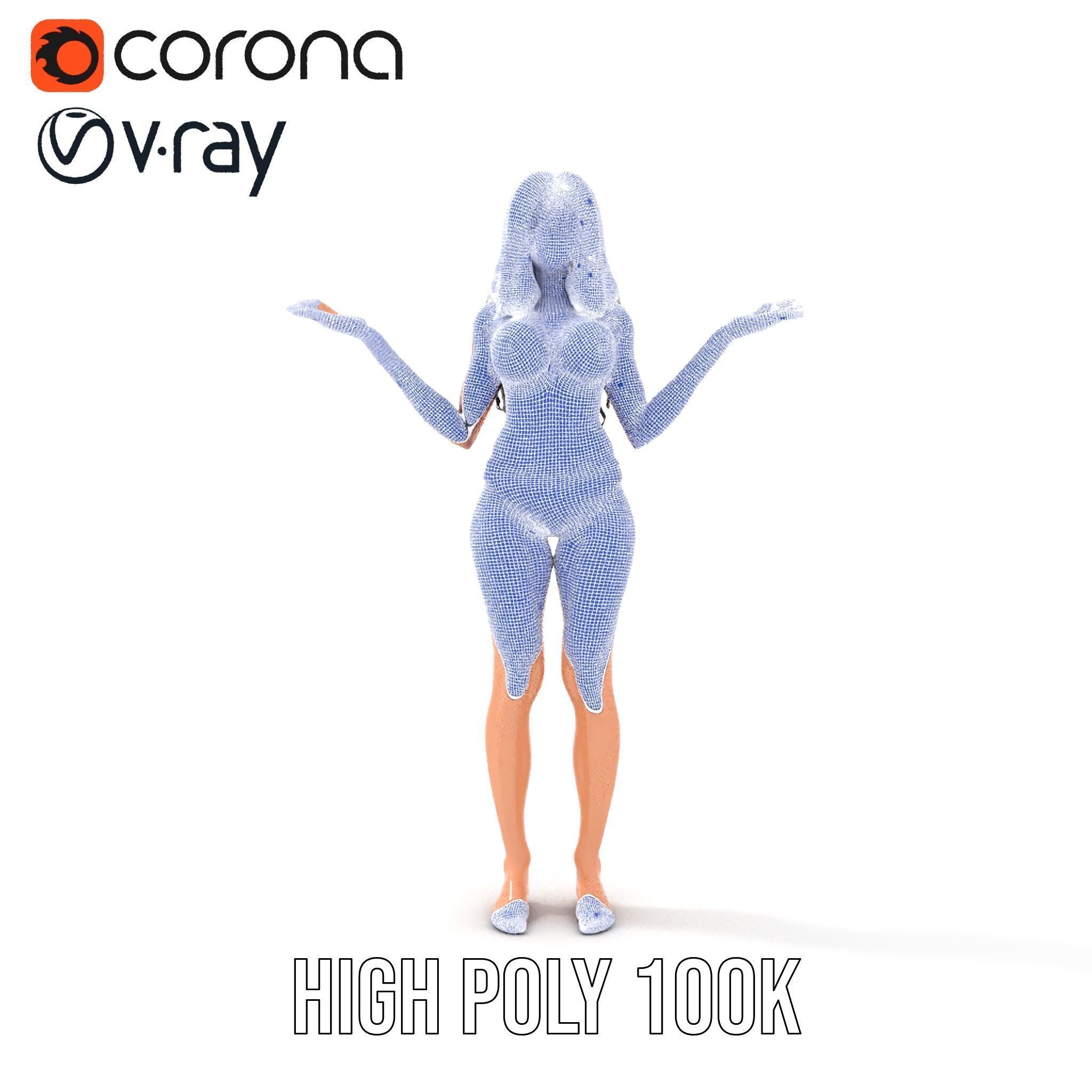 D Female Character Model in Purple Outfit Rigged and Animated Low-poly 3D model_33