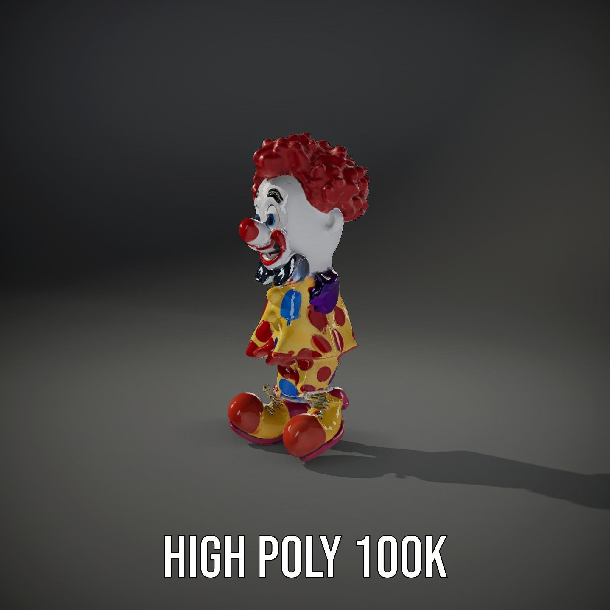 Cheerful Clown Character Model Rigged and Animated Low-poly 3D model_28