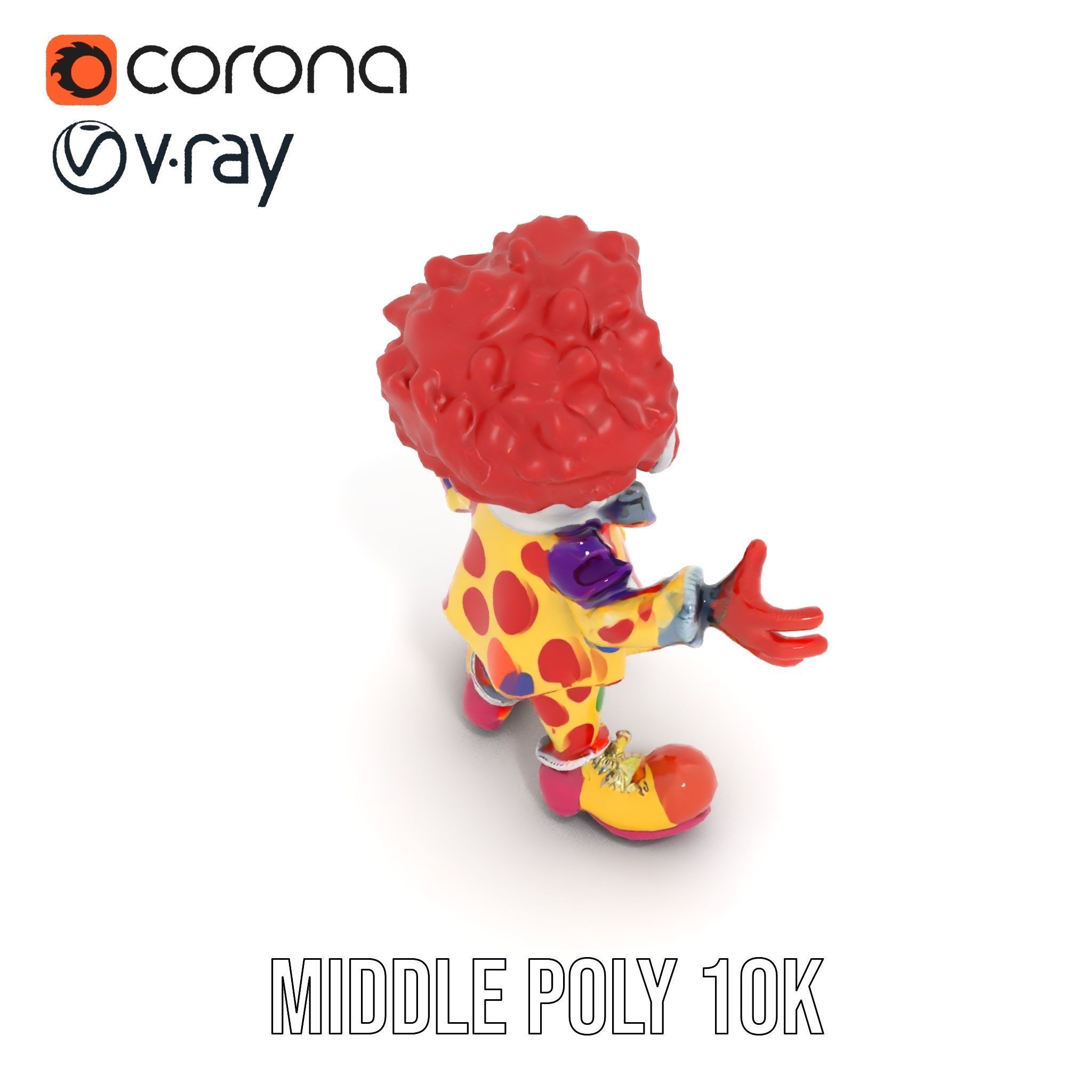 Cheerful Clown Character Model Rigged and Animated Low-poly 3D model_10