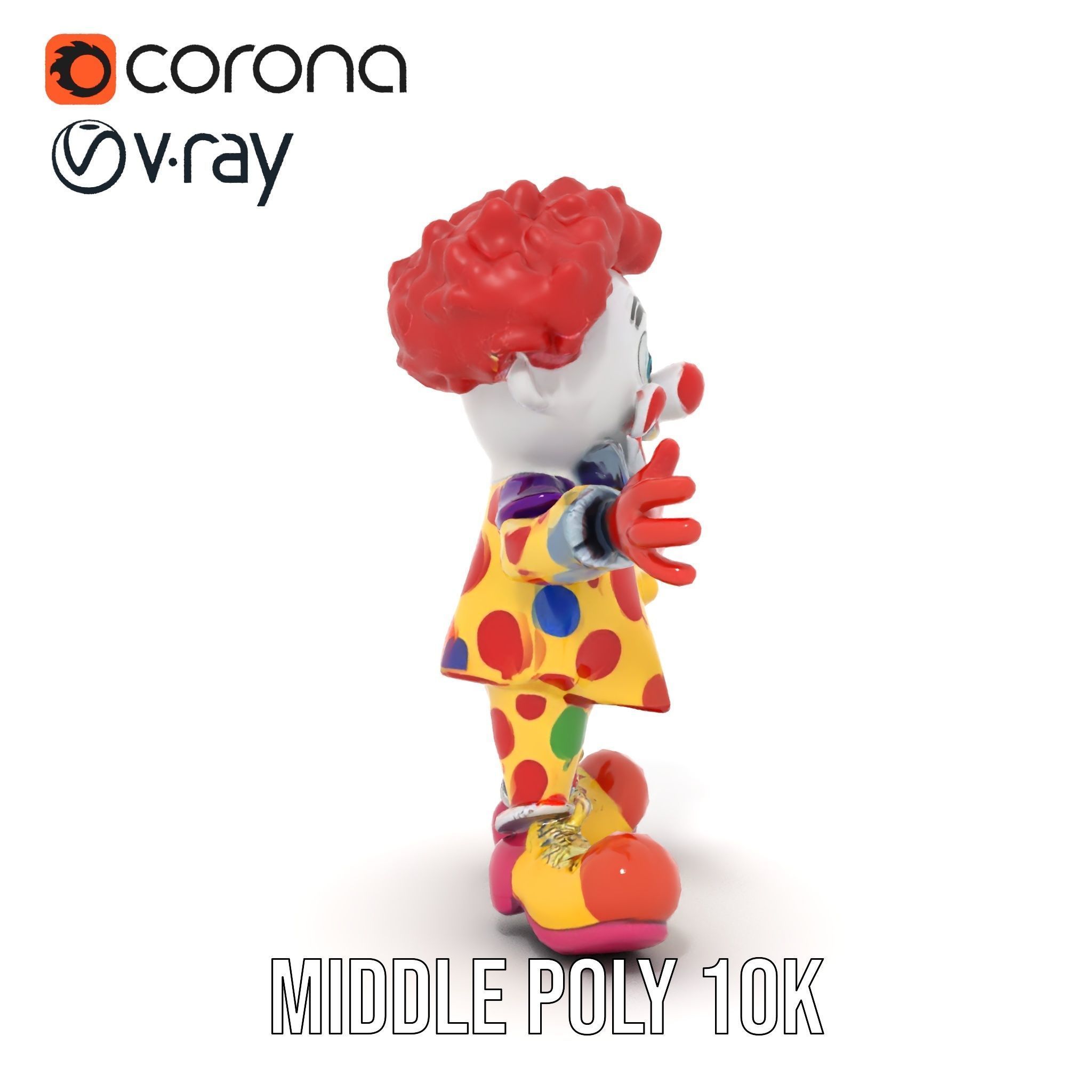 Cheerful Clown Character Model Rigged and Animated Low-poly 3D model_32