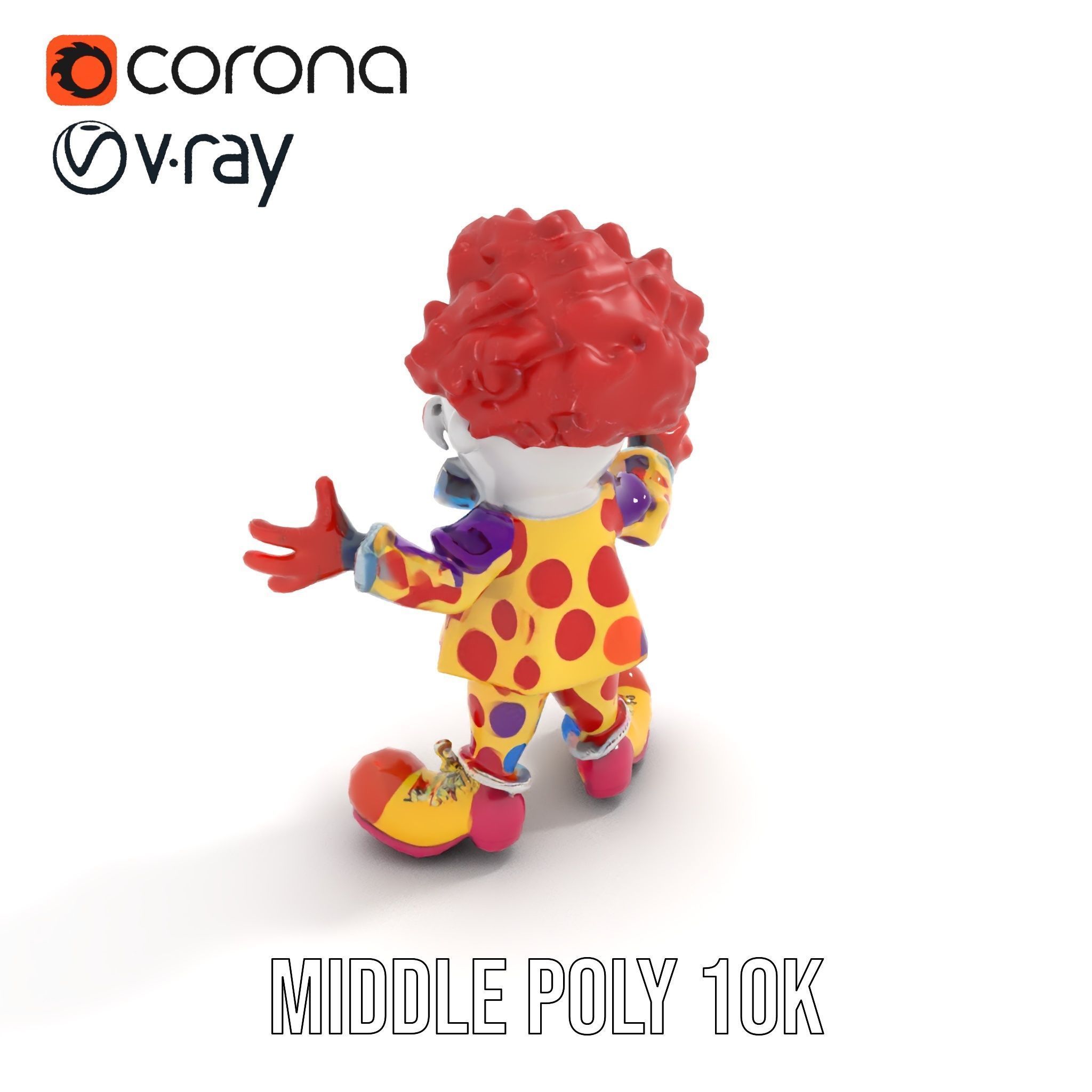 Cheerful Clown Character Model Rigged and Animated Low-poly 3D model_29