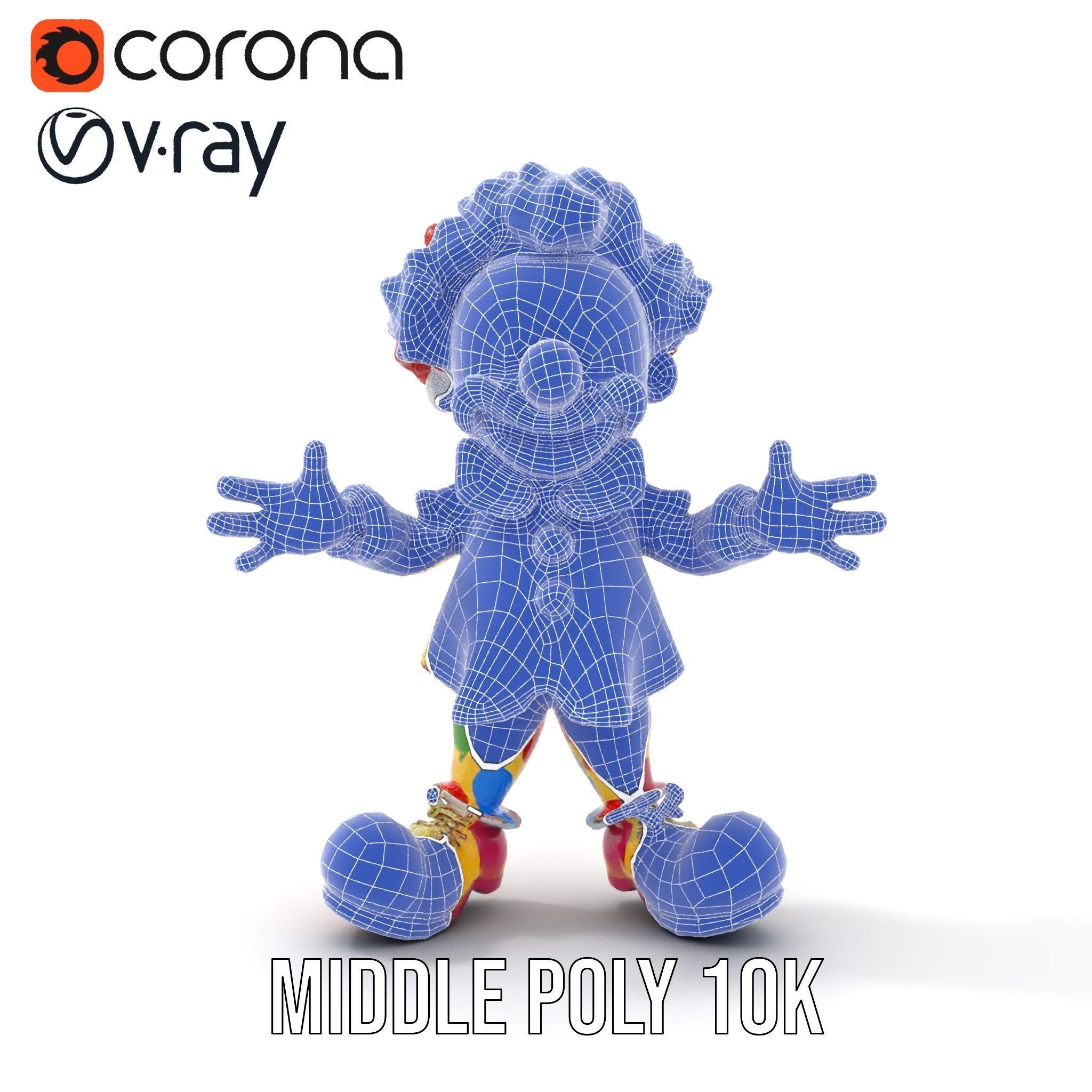 Cheerful Clown Character Model Rigged and Animated Low-poly 3D model_15