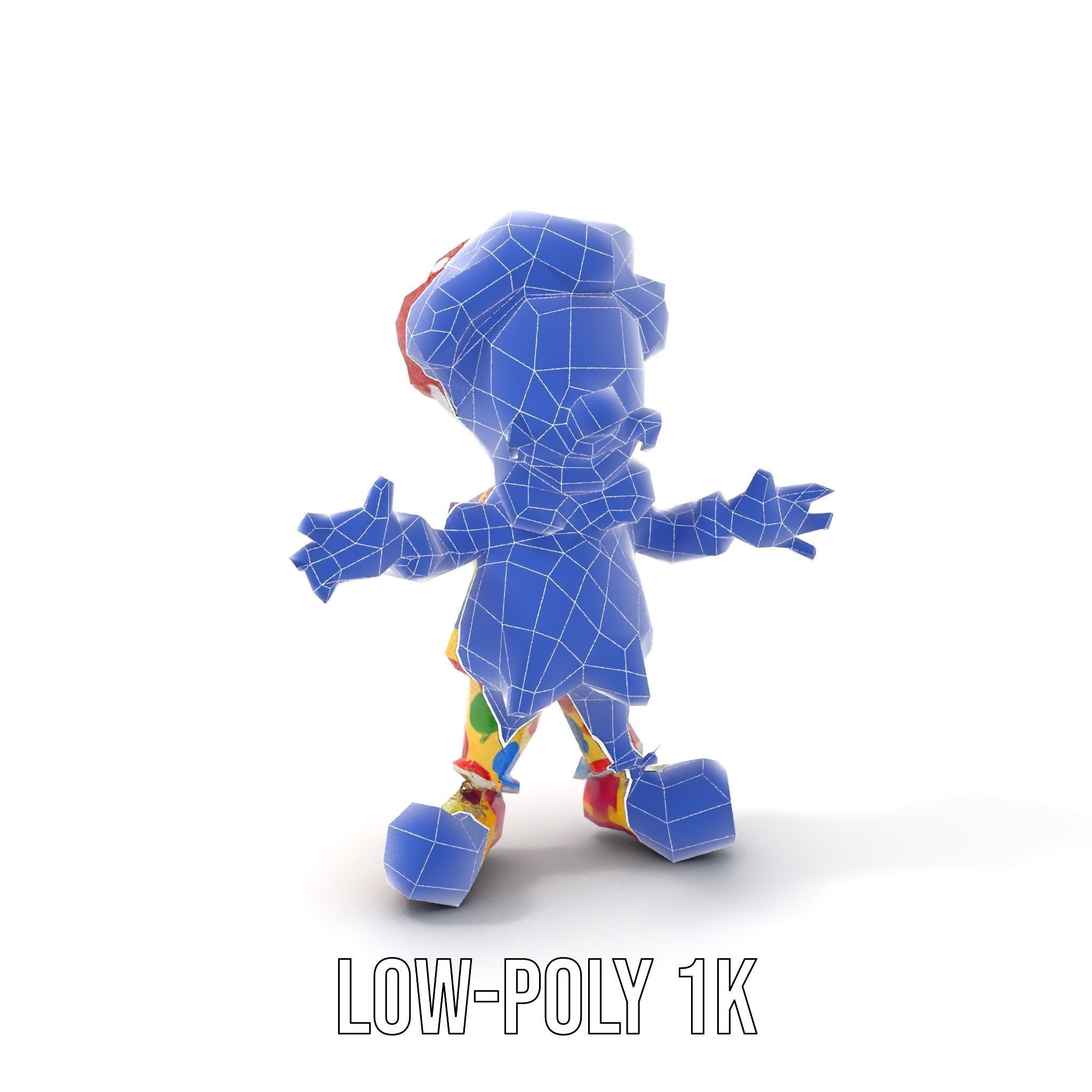 Cheerful Clown Character Model Rigged and Animated Low-poly 3D model_27