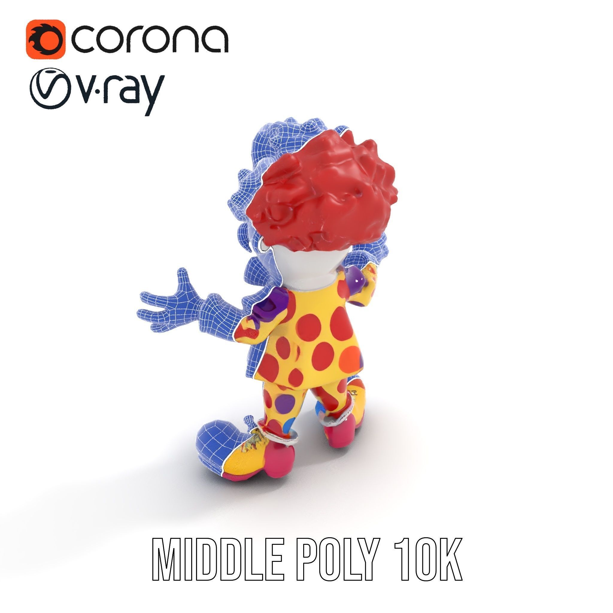Cheerful Clown Character Model Rigged and Animated Low-poly 3D model_24