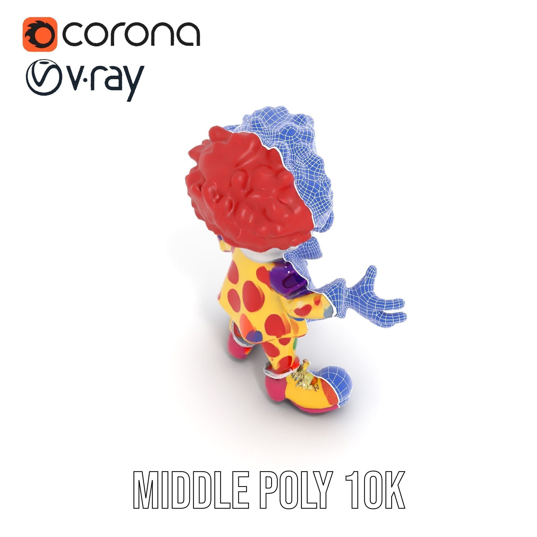 Cheerful Clown Character Model Rigged and Animated Low-poly 3D model_26