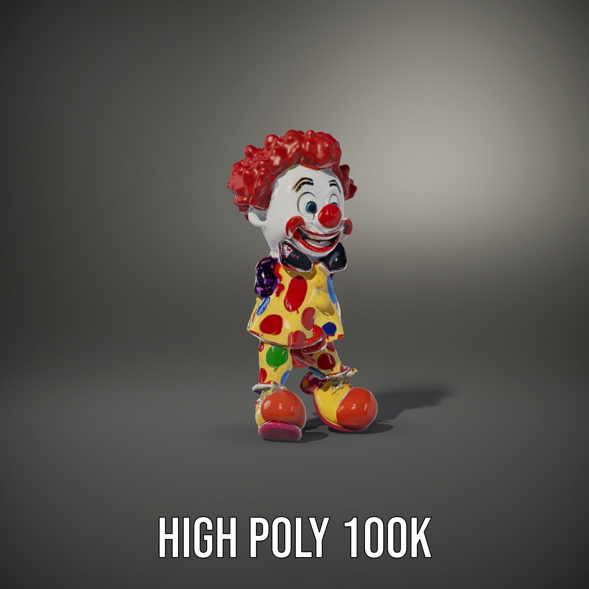Cheerful Clown Character Model Rigged and Animated Low-poly 3D model_23