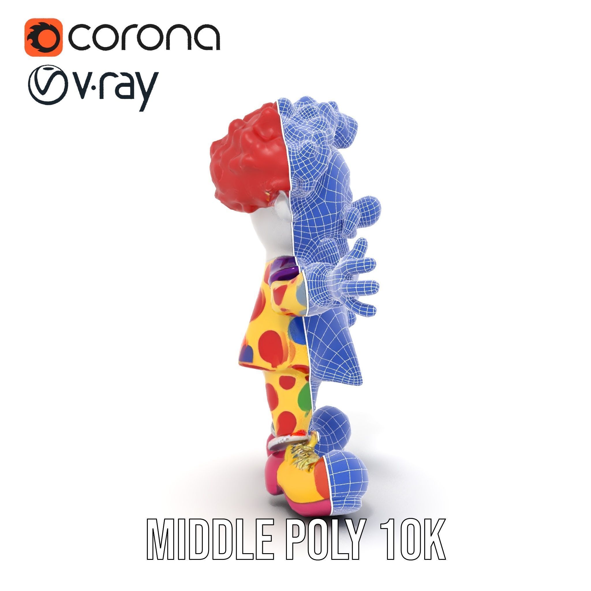 Cheerful Clown Character Model Rigged and Animated Low-poly 3D model_21