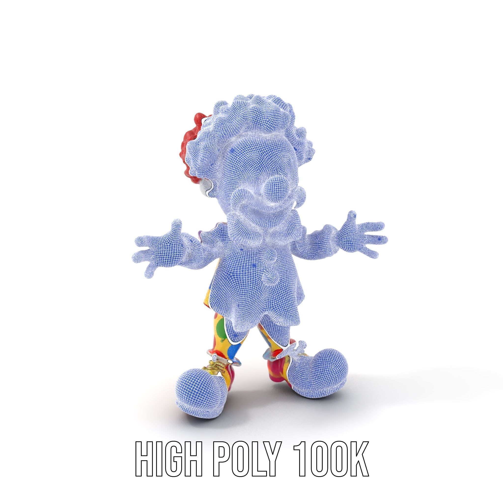 Cheerful Clown Character Model Rigged and Animated Low-poly 3D model_4