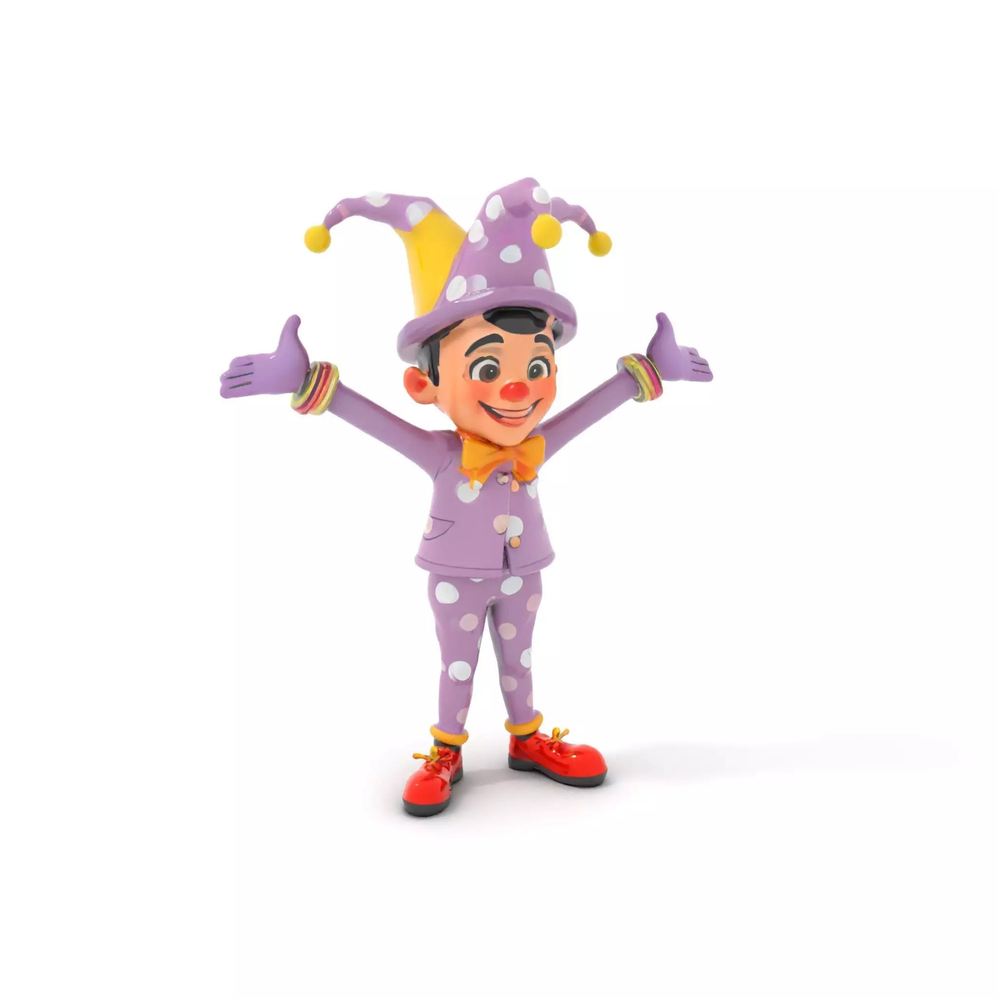 Polka Dot Jester D Model Rigged and Animated Low-poly 3D model
