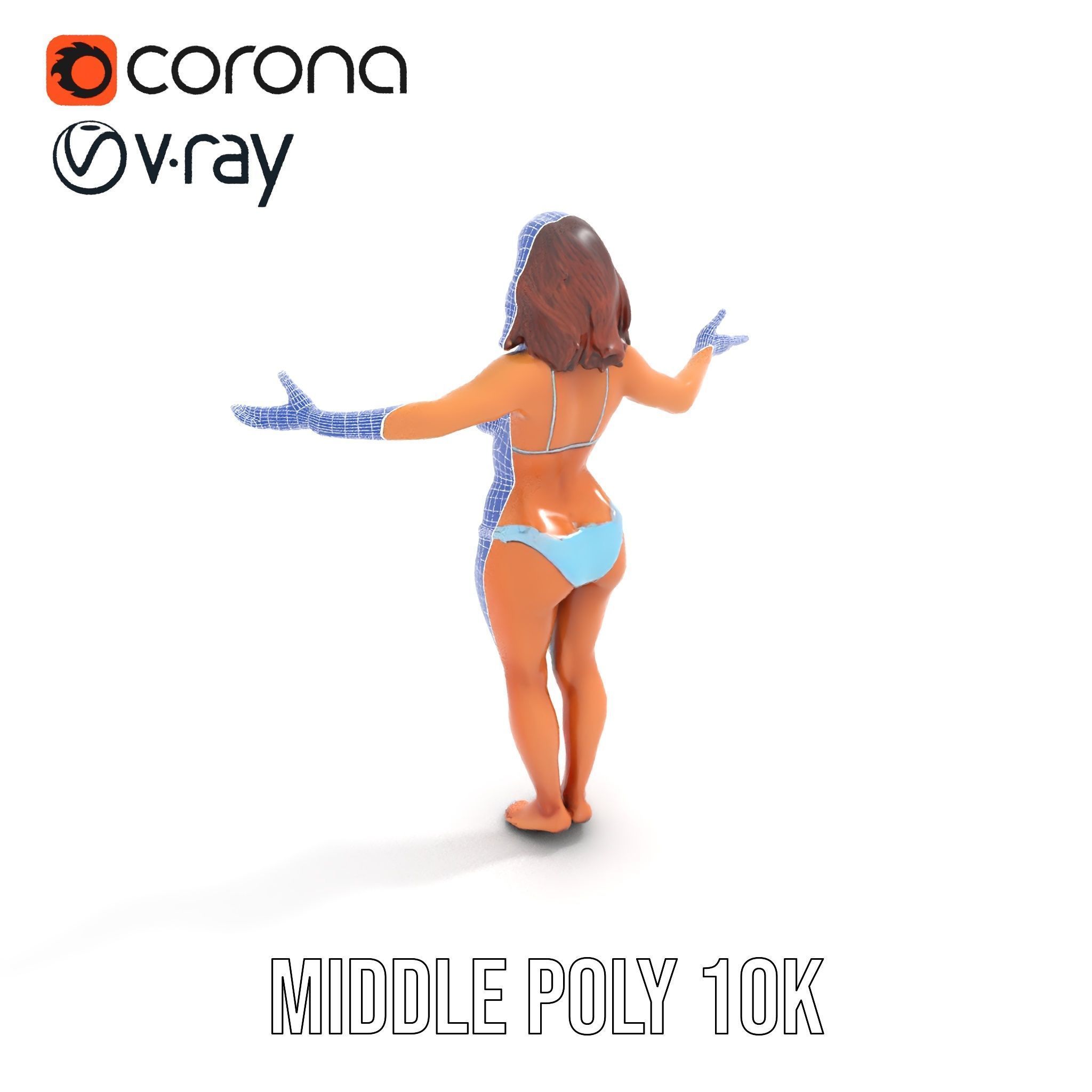 D Beachwear Character Rigged and Animated Model Low-poly 3D model_35