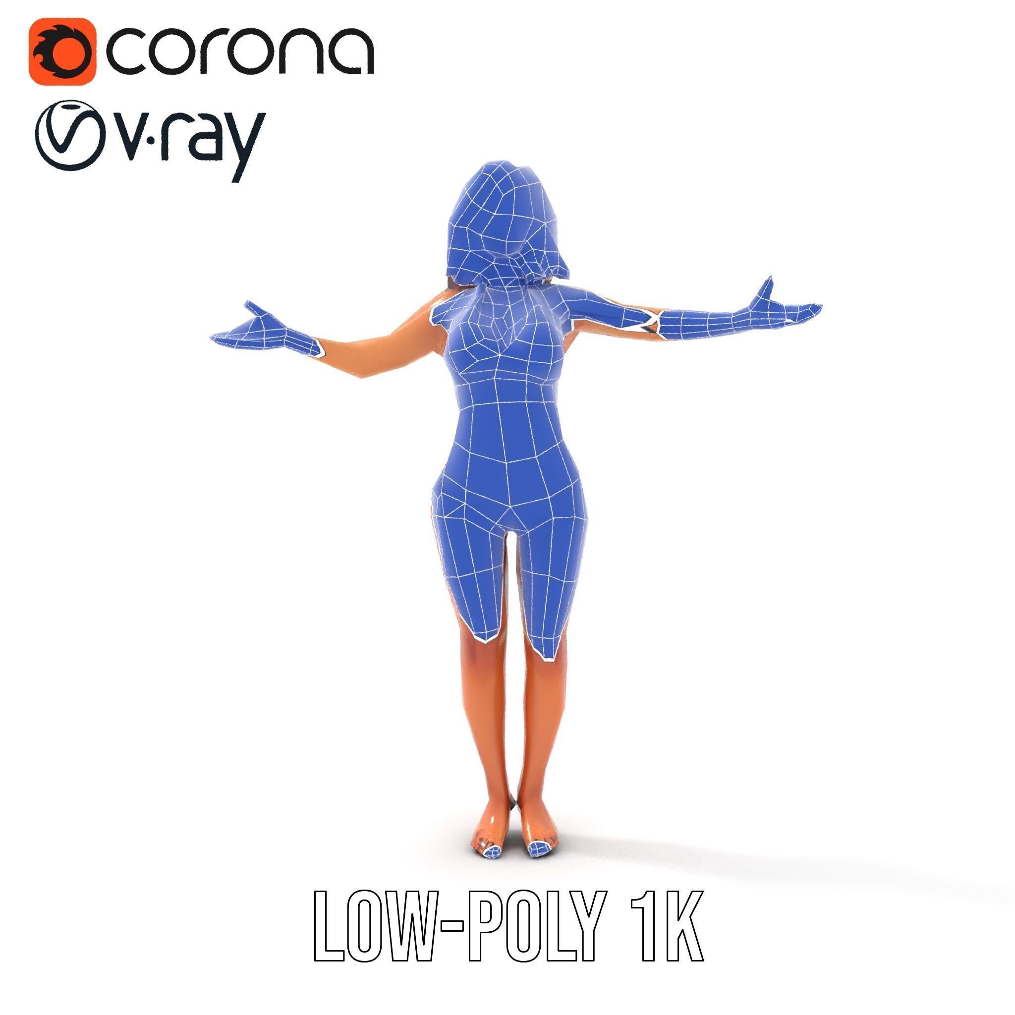 D Beachwear Character Rigged and Animated Model Low-poly 3D model_22