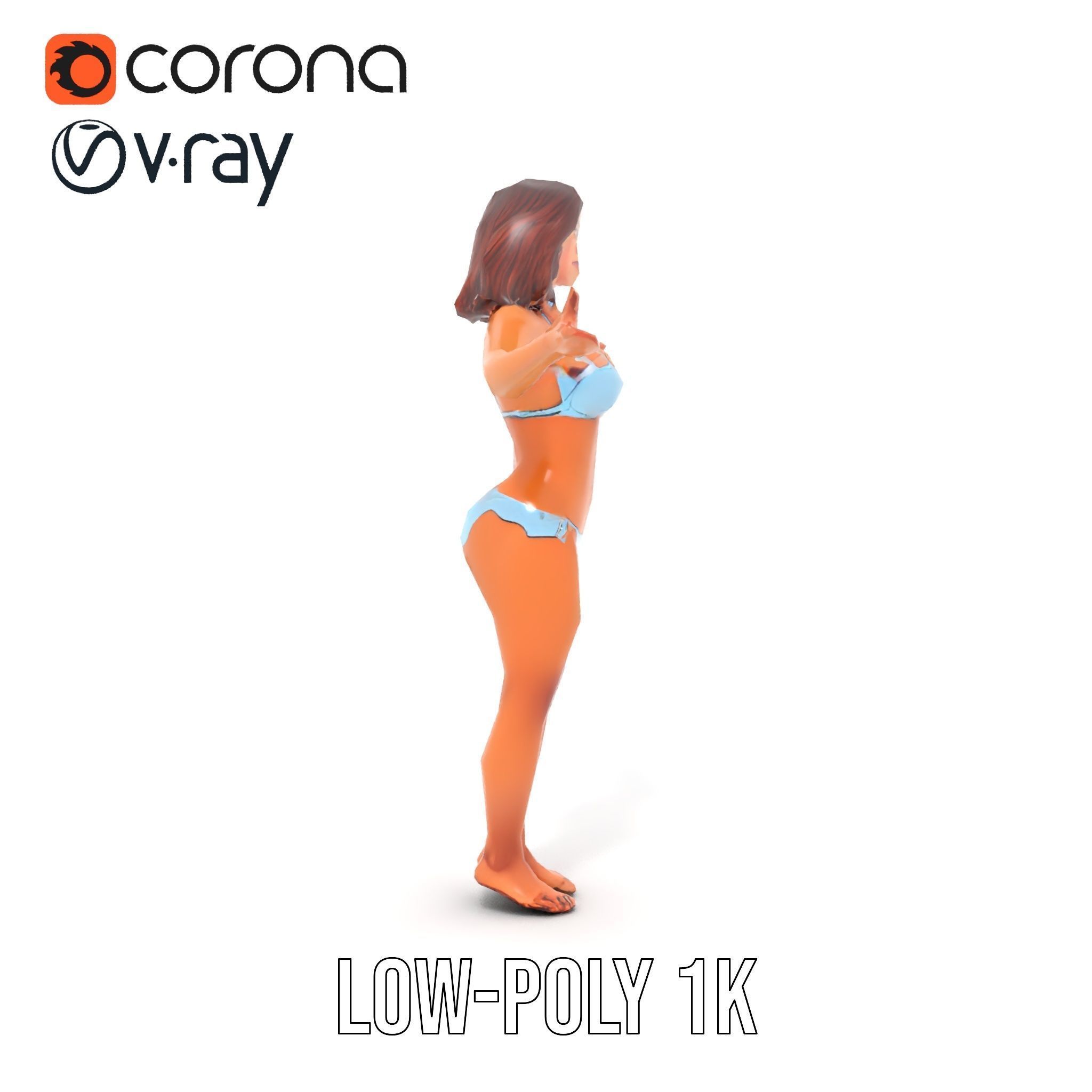 D Beachwear Character Rigged and Animated Model Low-poly 3D model_28