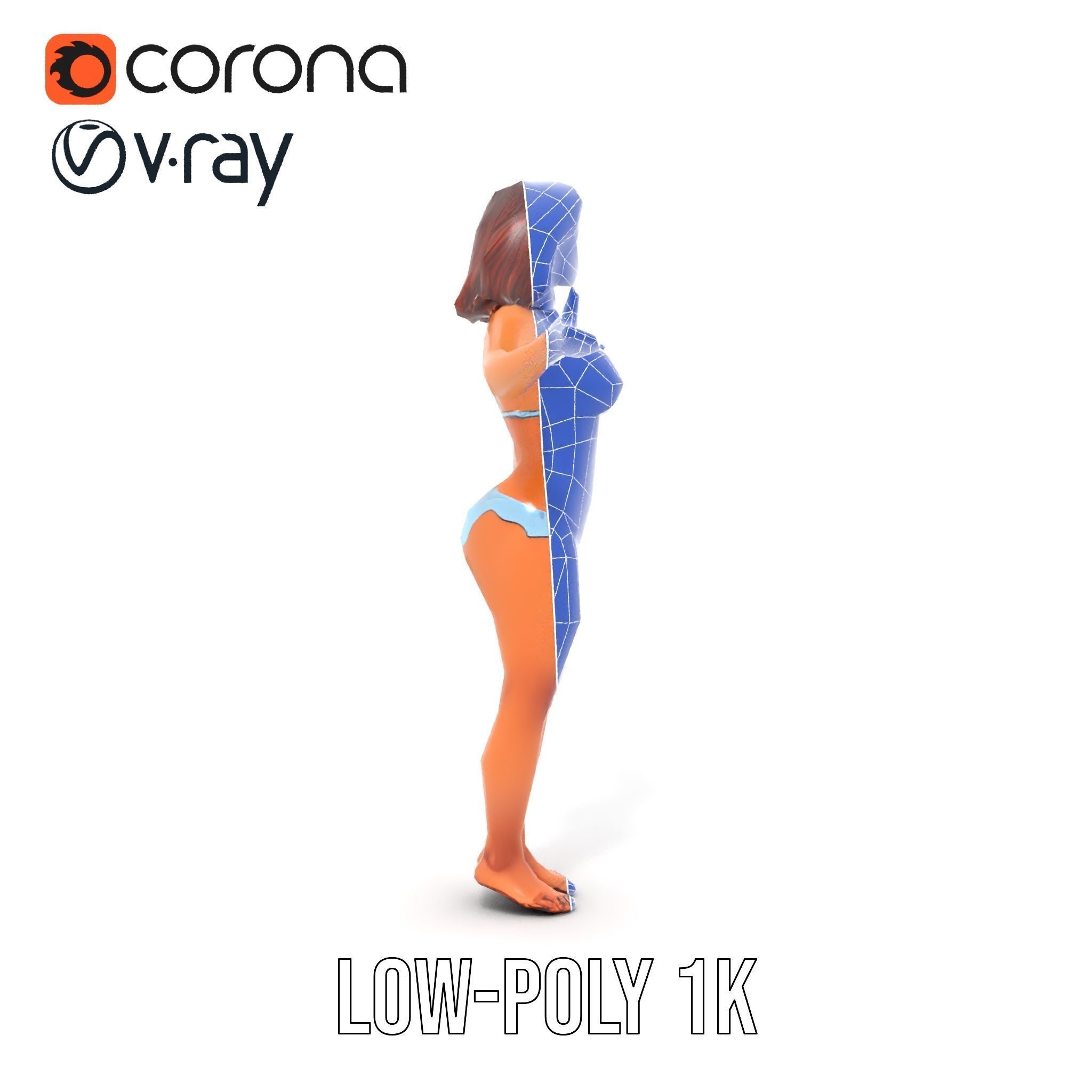 D Beachwear Character Rigged and Animated Model Low-poly 3D model_31