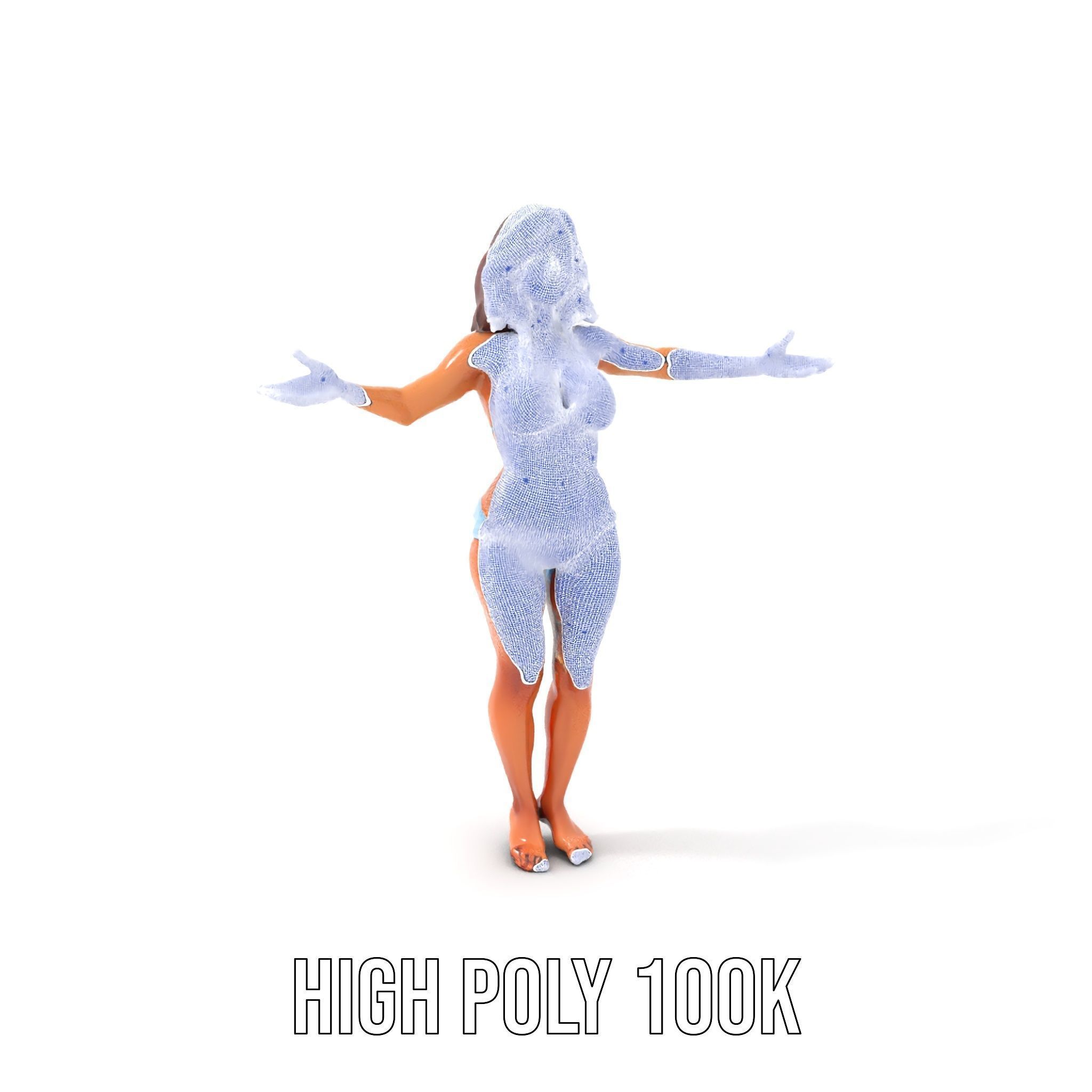 D Beachwear Character Rigged and Animated Model Low-poly 3D model_4