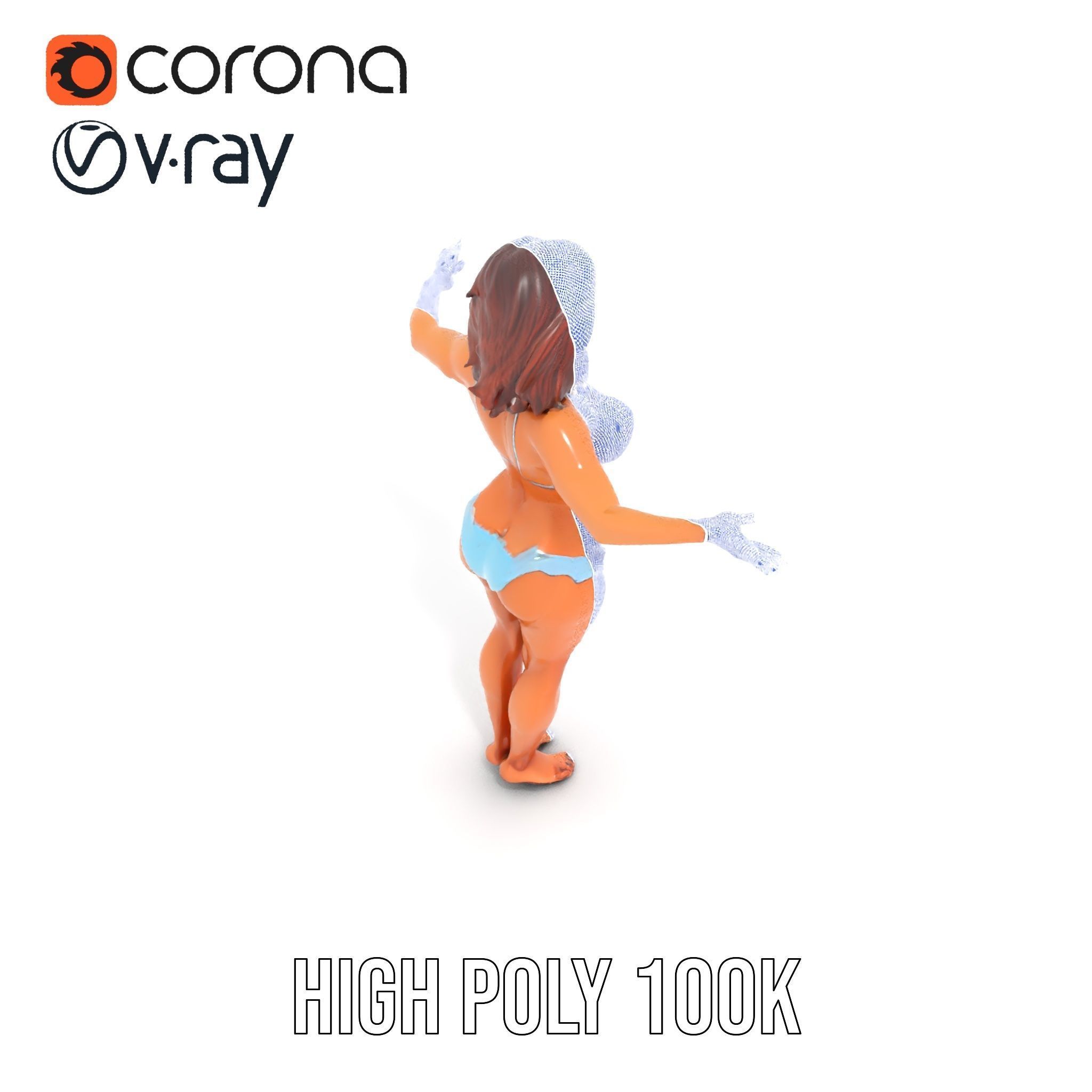 D Beachwear Character Rigged and Animated Model Low-poly 3D model_36
