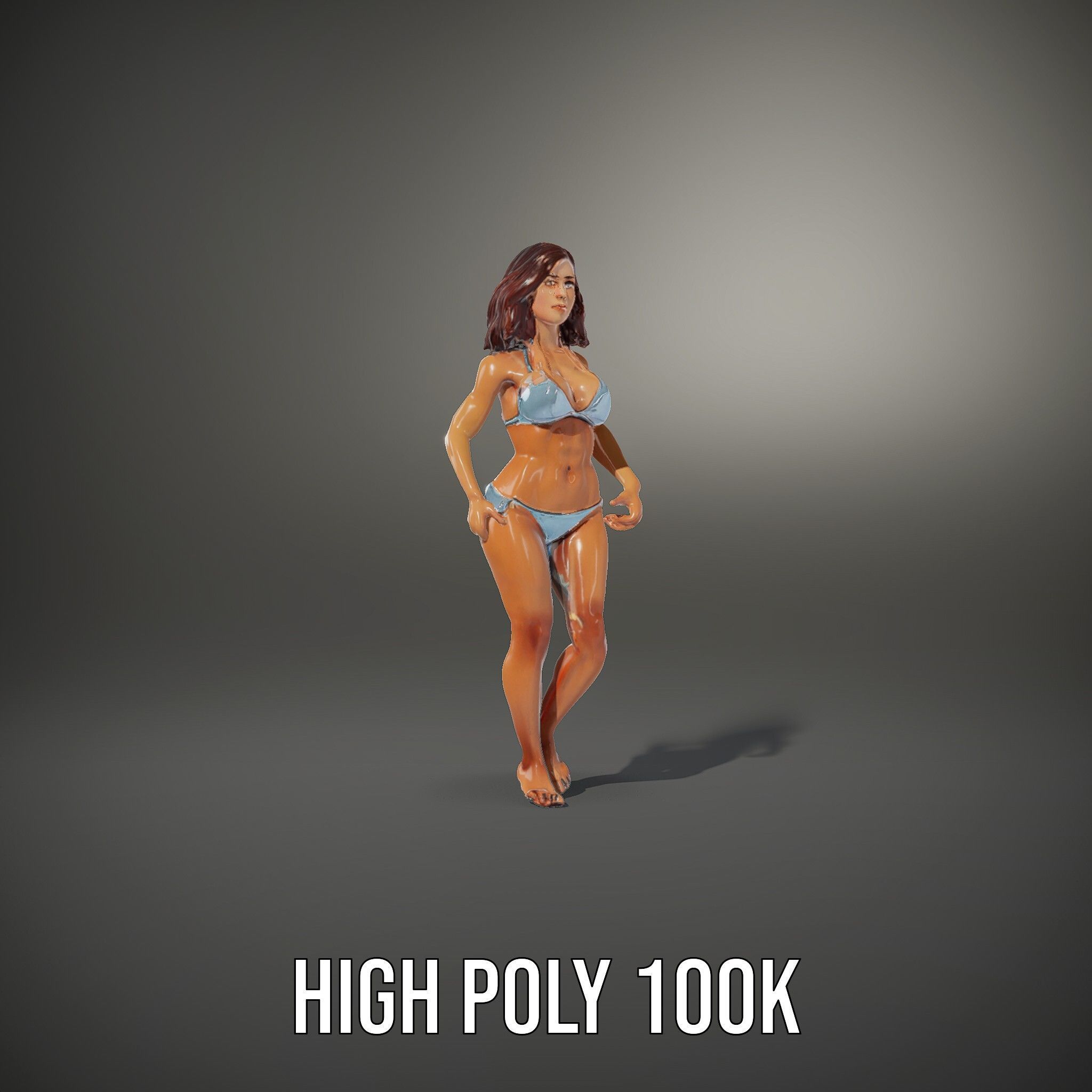 D Beachwear Character Rigged and Animated Model Low-poly 3D model_8