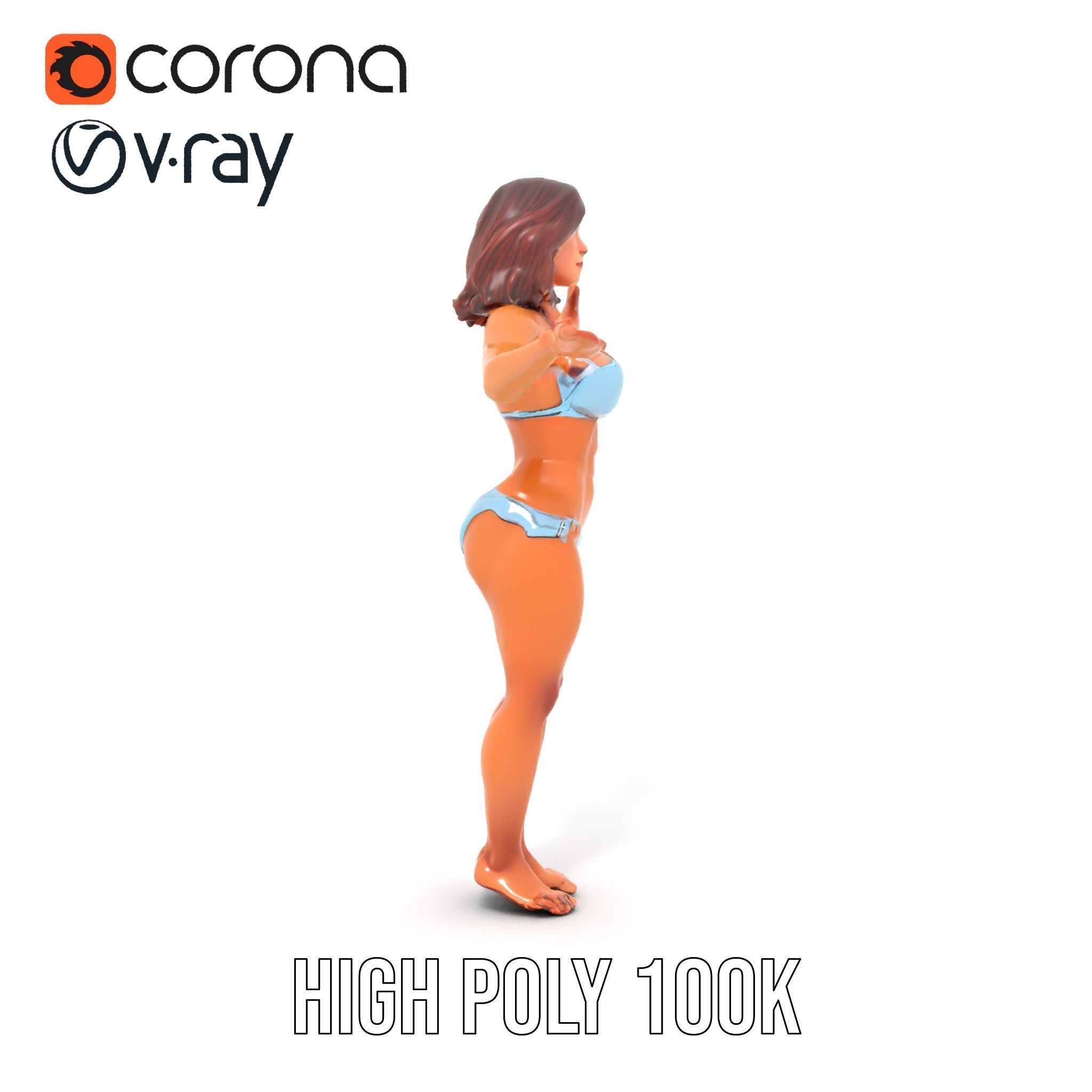 D Beachwear Character Rigged and Animated Model Low-poly 3D model_23