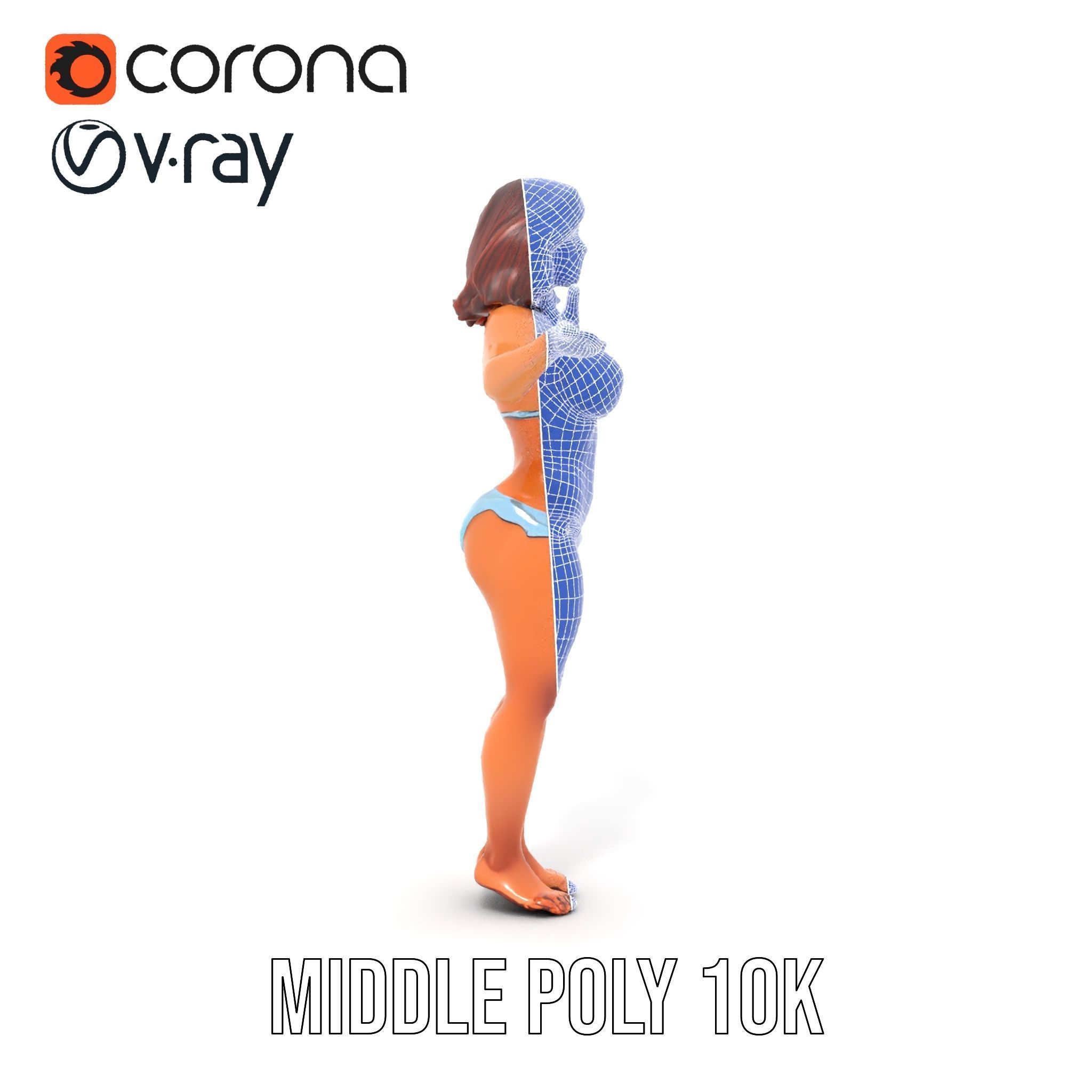 D Beachwear Character Rigged and Animated Model Low-poly 3D model_30