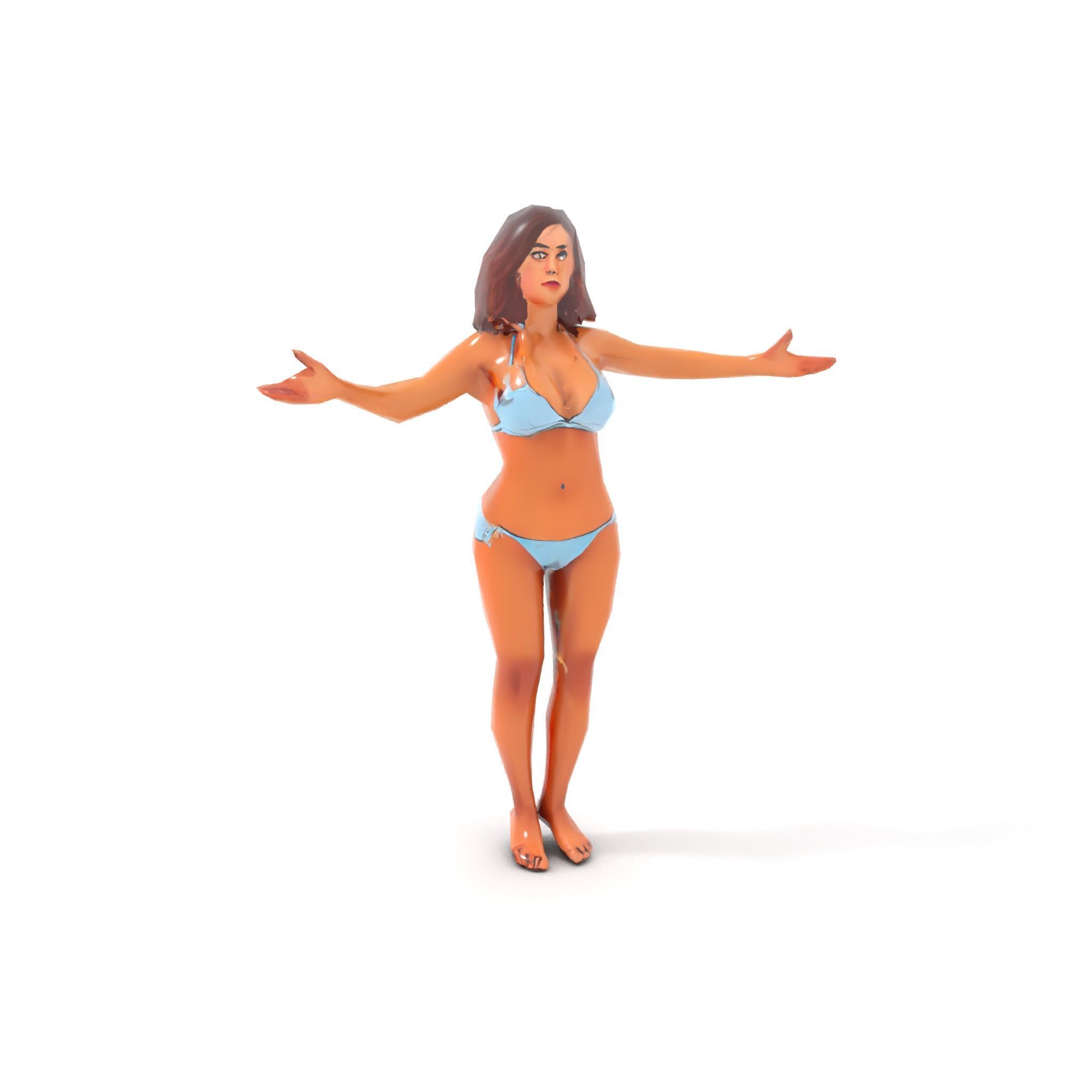 D Beachwear Character Rigged and Animated Model Low-poly 3D model_14