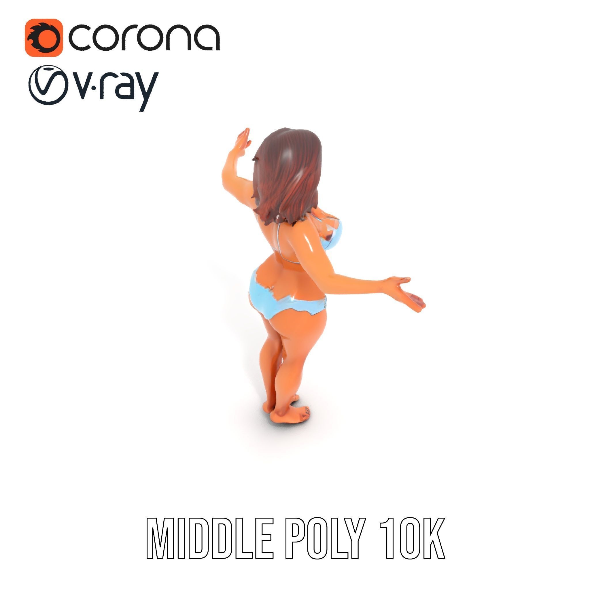 D Beachwear Character Rigged and Animated Model Low-poly 3D model_13