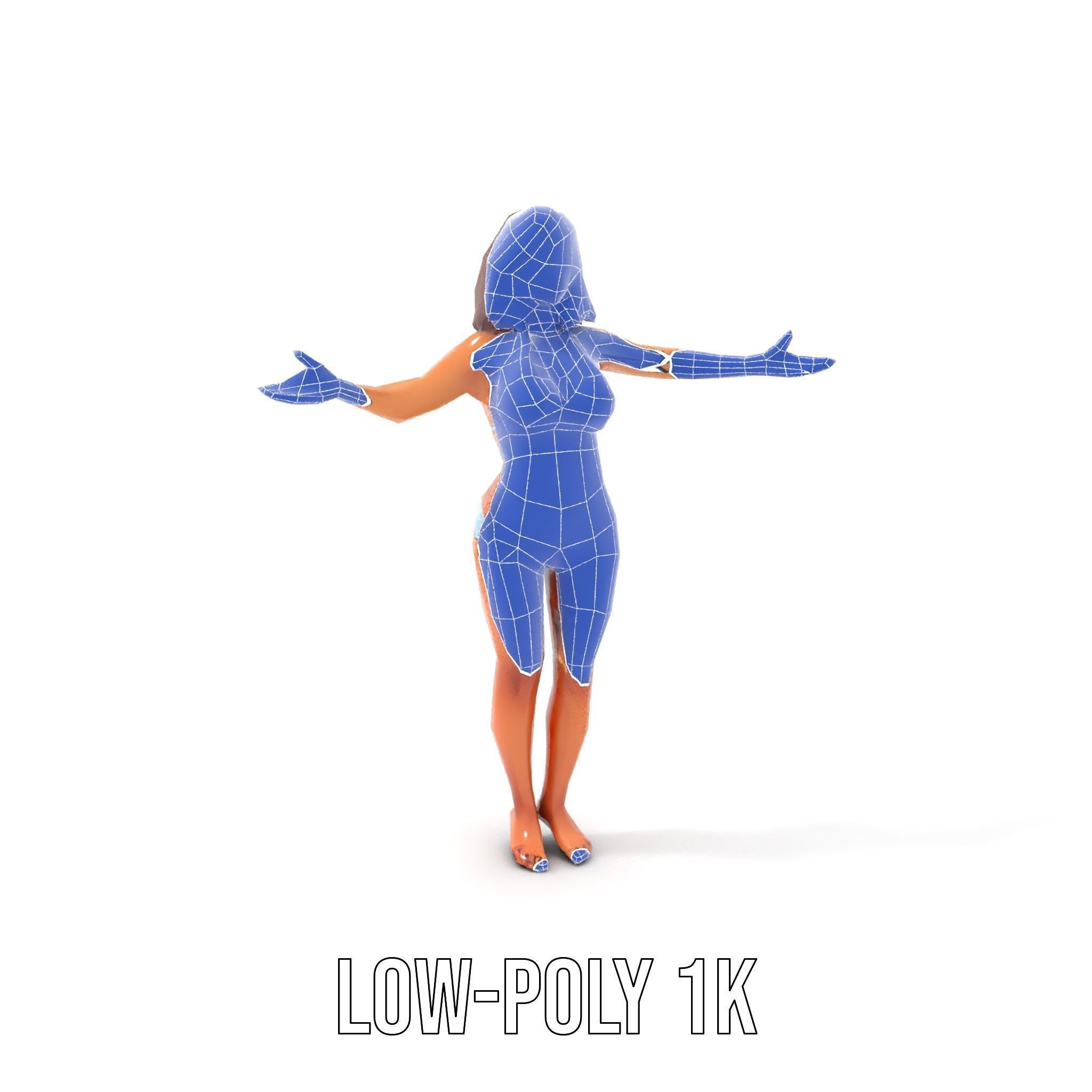 D Beachwear Character Rigged and Animated Model Low-poly 3D model_25