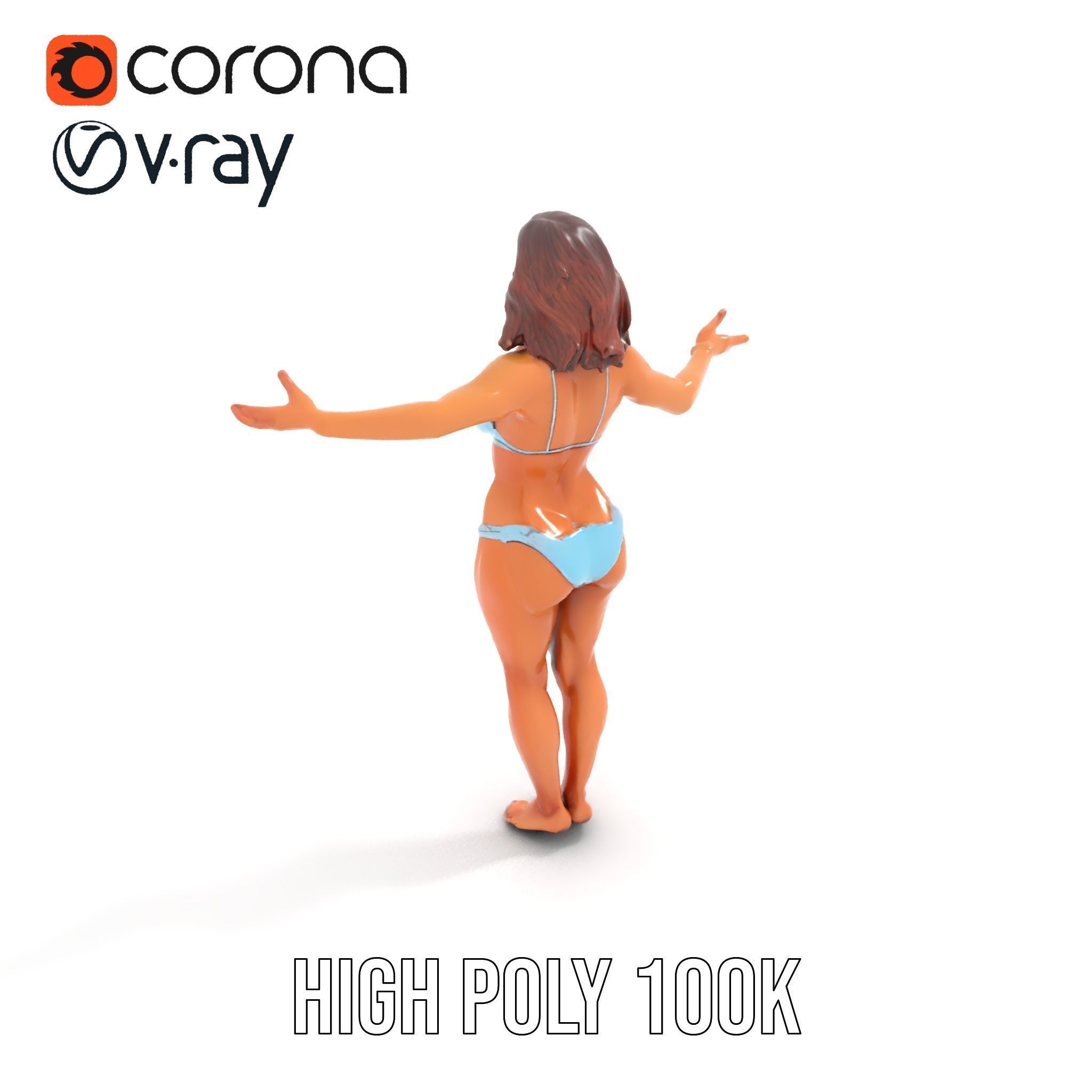D Beachwear Character Rigged and Animated Model Low-poly 3D model_15